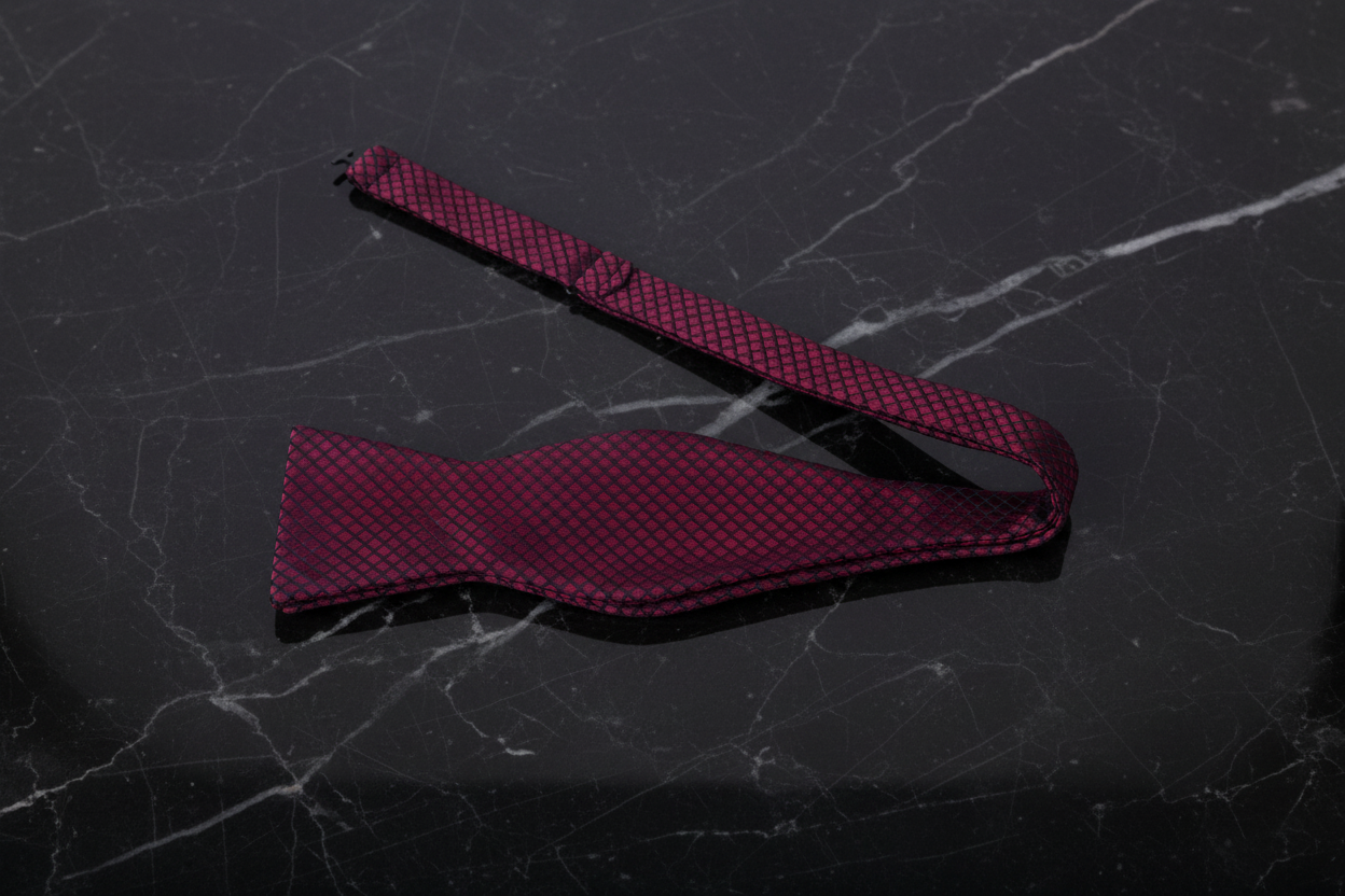 Deep Red Geometric Self Tie Bow Tie