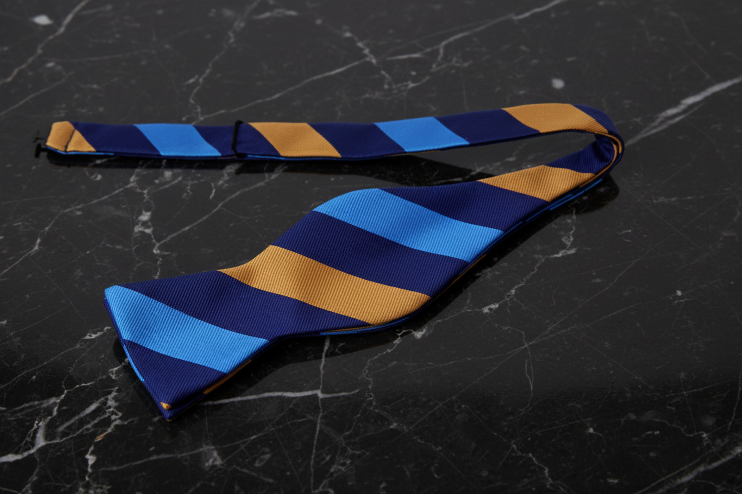 Blue Yellow Stripe Bow Tie