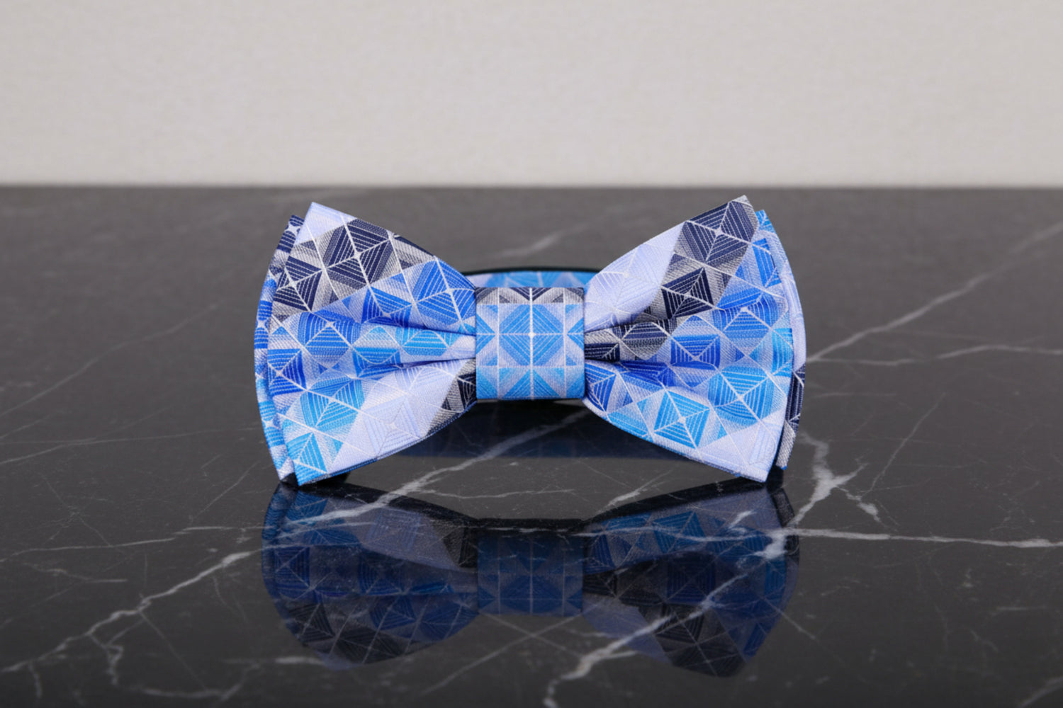  Blue Blocks Bow Tie Pre Tied