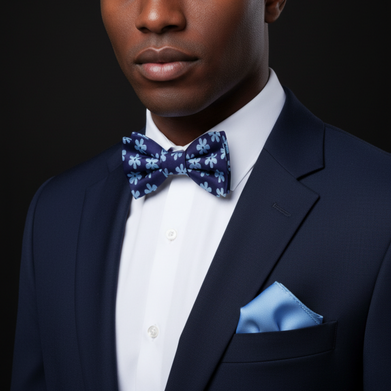 Blue Daisies Bow Tie and Accenting Square
