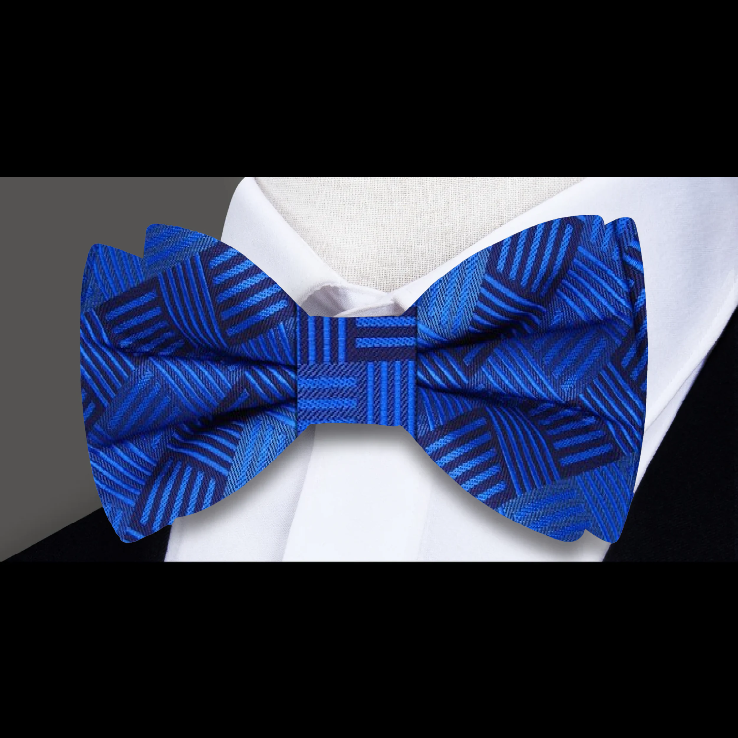 Blue Geometric Bow Tie