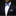 Man wearing a black suit with a blue and white checkered bow tie and pocket square.