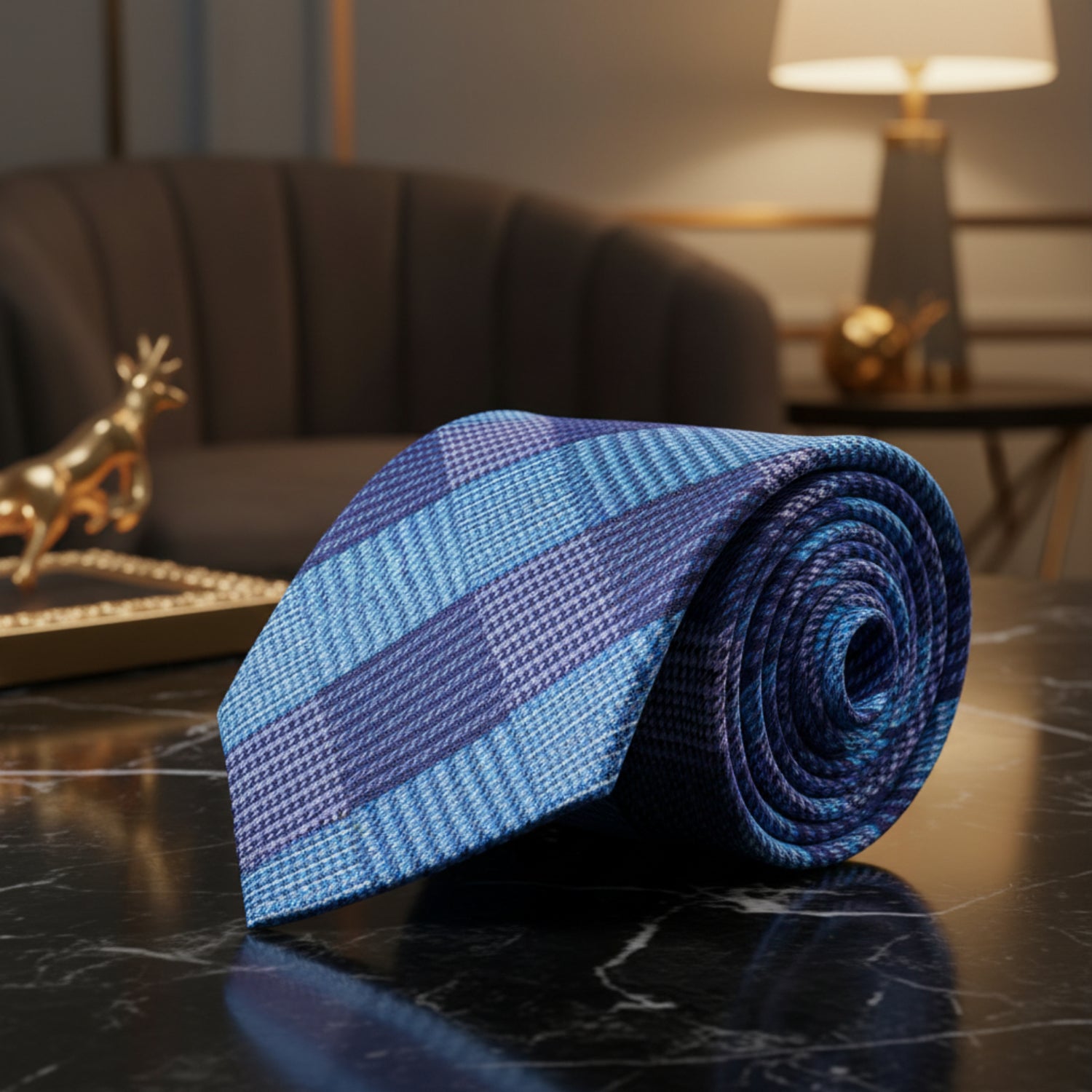 Alt Shades of Blue and Purple Tie and Square