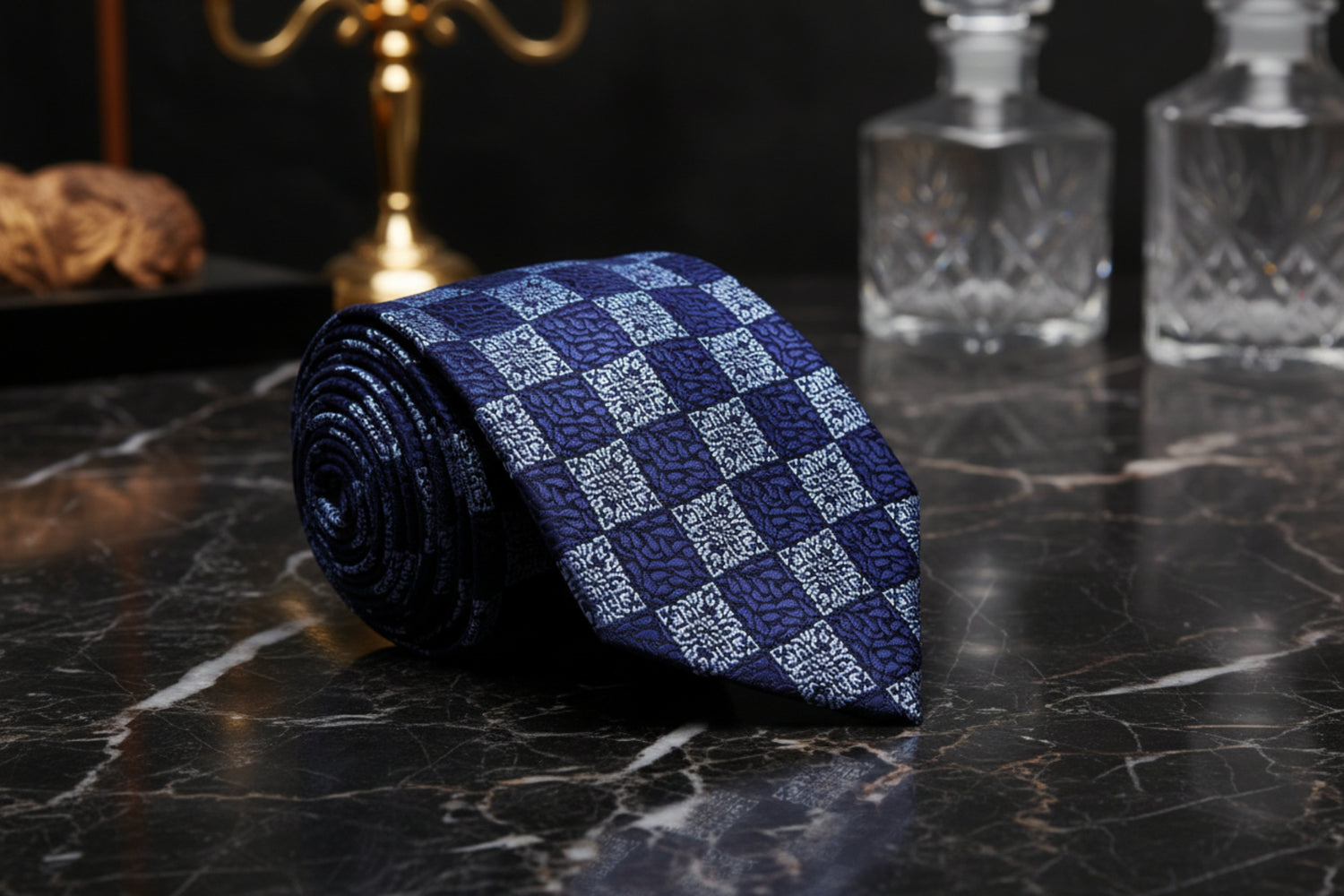 Shades of Blue Geometric Necktie 