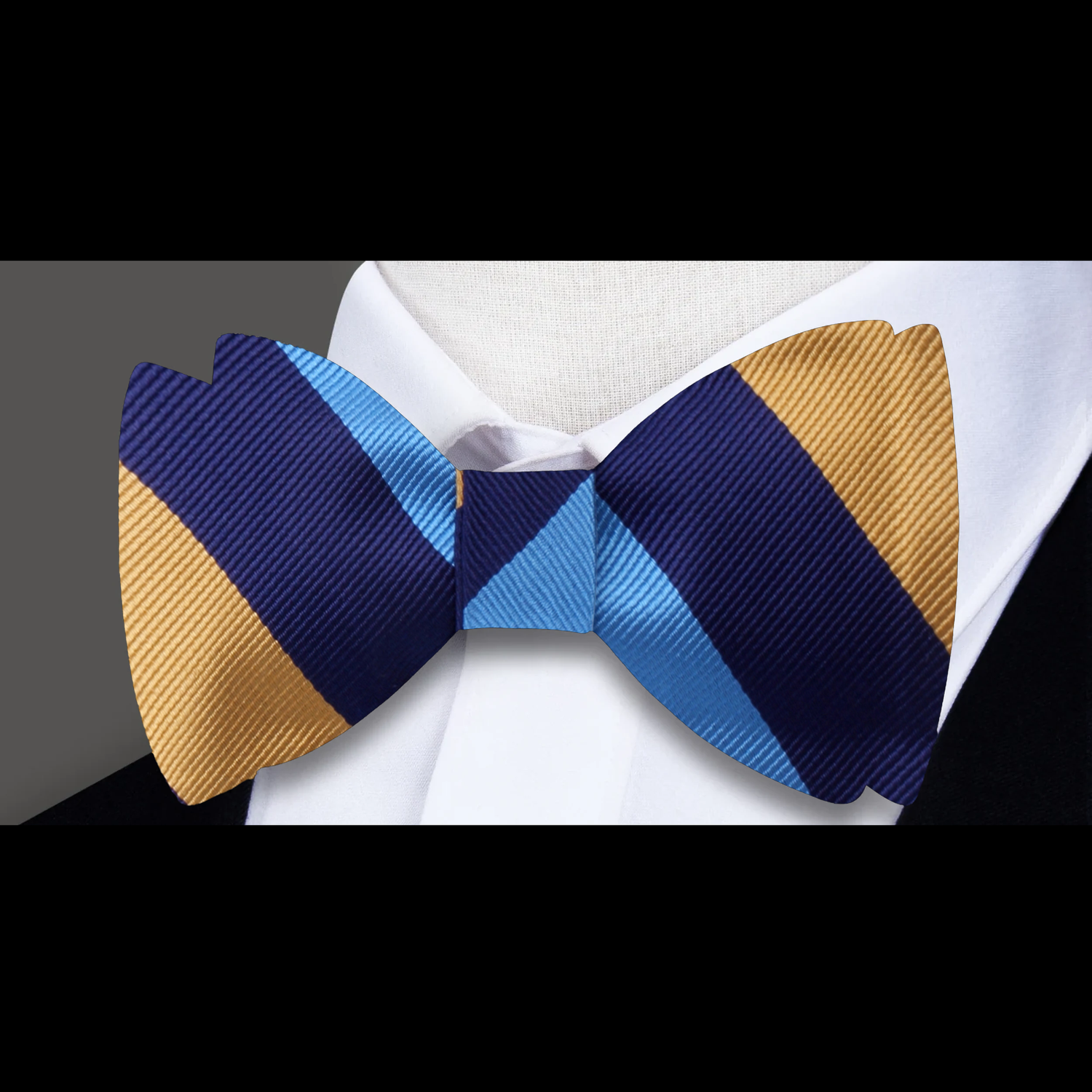 Blue Yellow Stripe Bow Tie