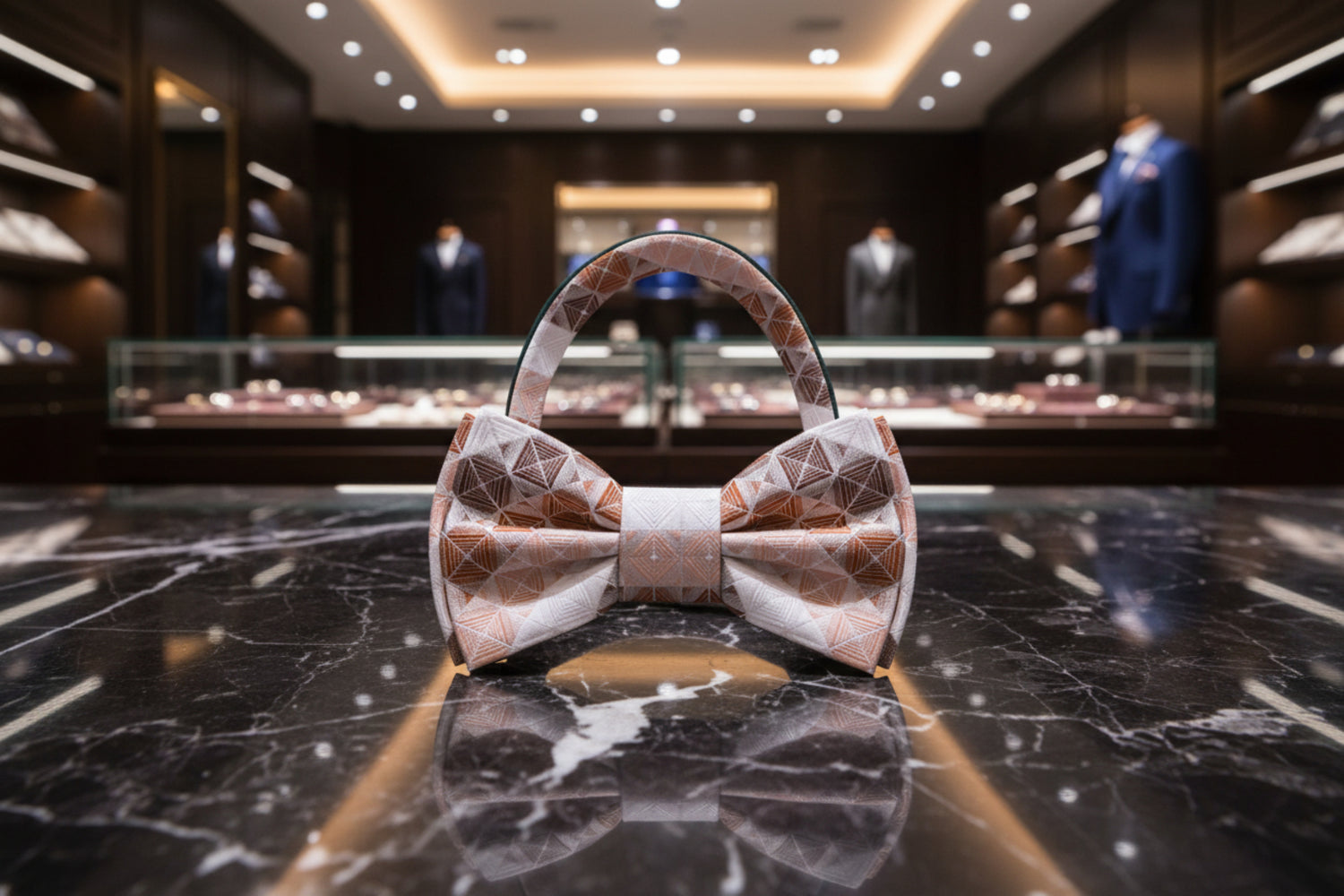 Brown Blocks Bow Tie Pre Tied