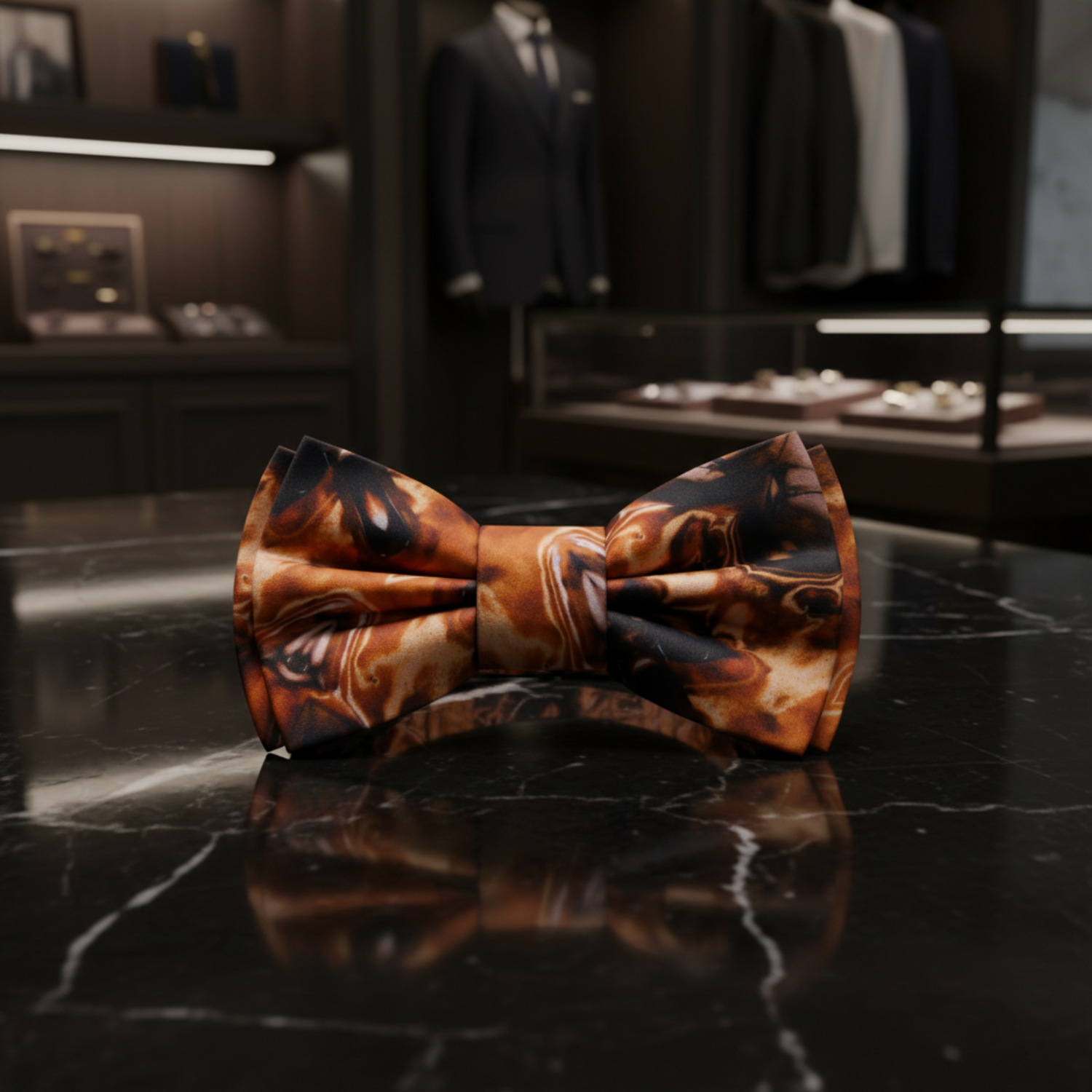  A Mocha Frappe Pattern Bow Tie Pre Tied