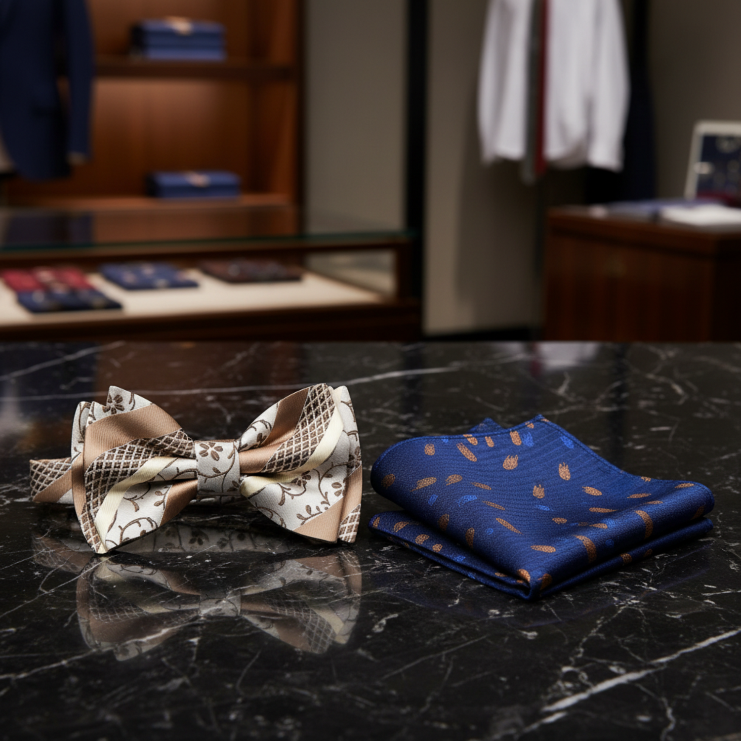 Shades of Brown Sweetbrier Vine Bow Tie and Accenting Square
