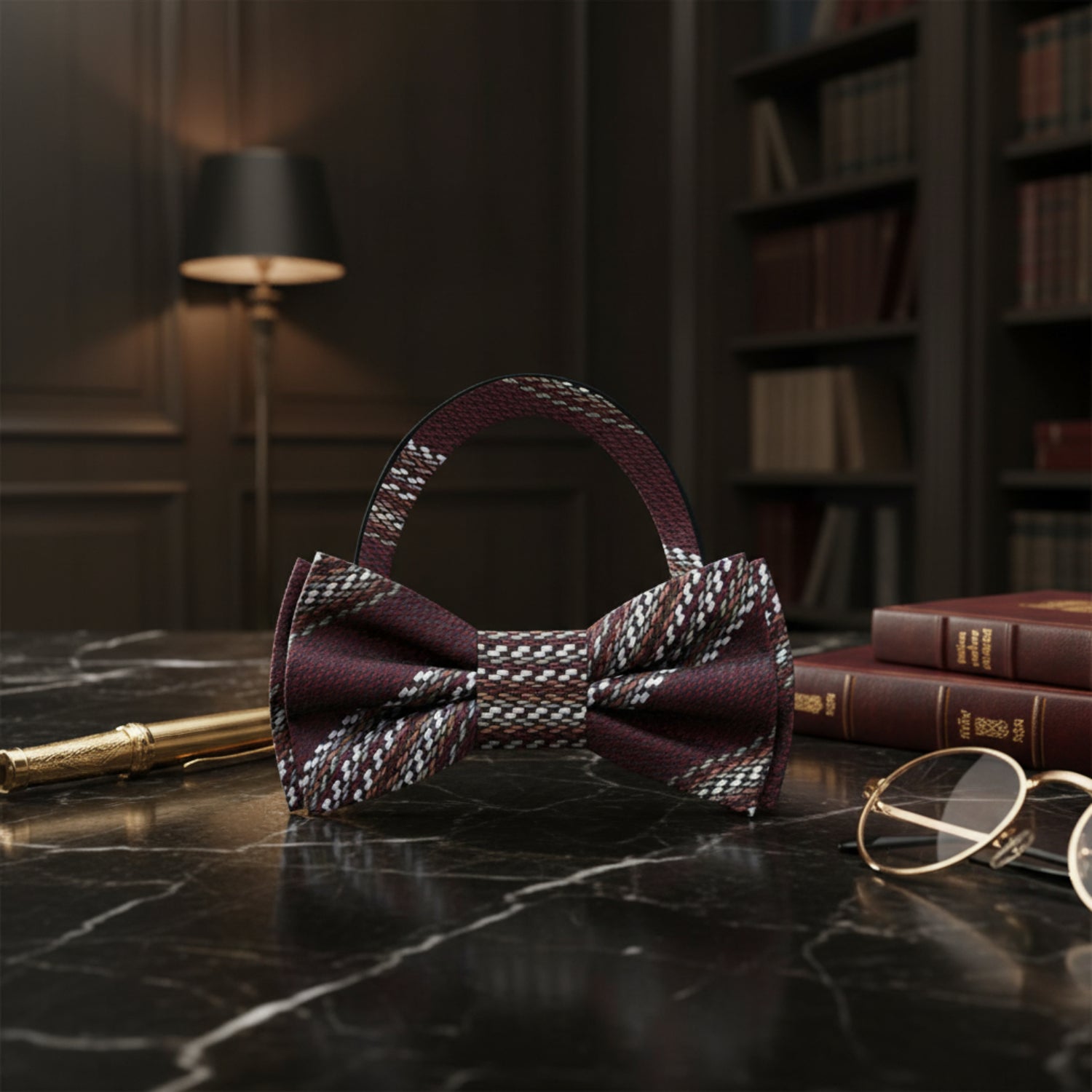Brown Stripe Pre Tied Bow Tie