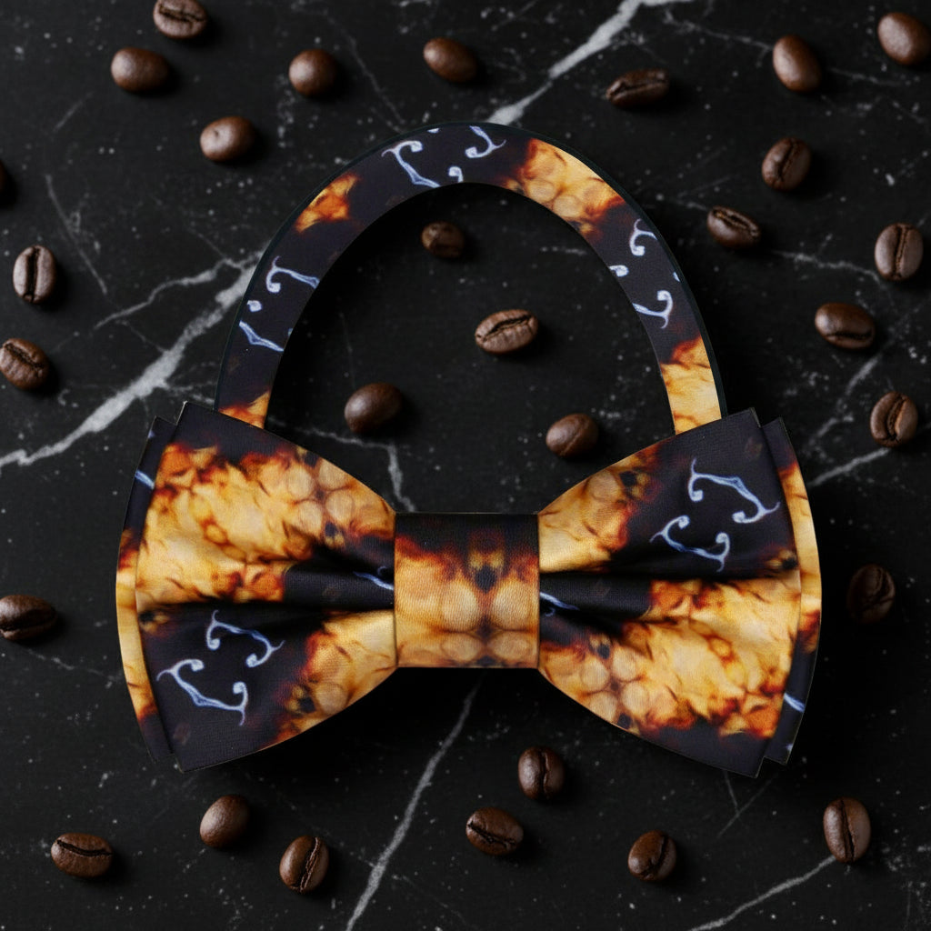Coffee Beans Background and a Mocha Pattern Pre Tied Bow Tie