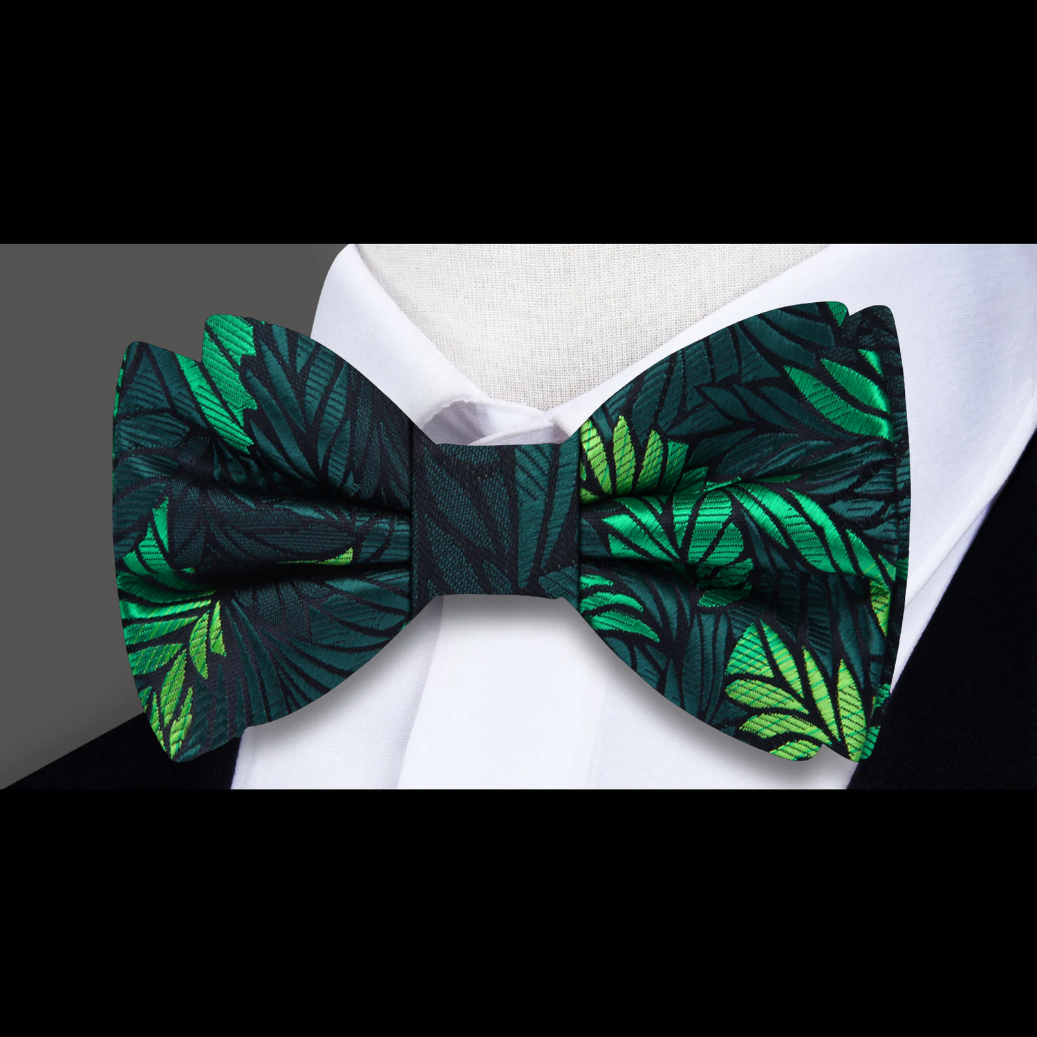 Green feather bow tie