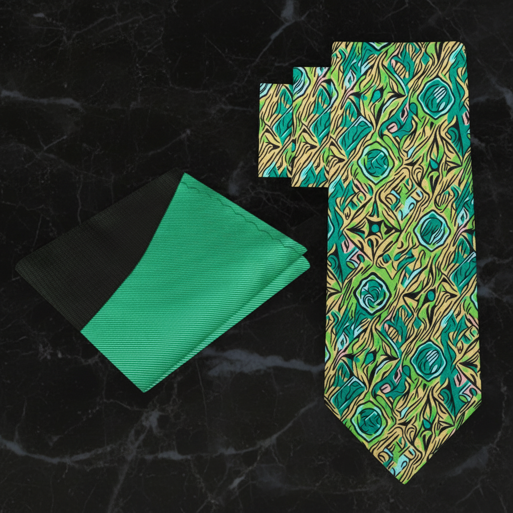 Alt Shades of Green and Yellow Abstract Necktie