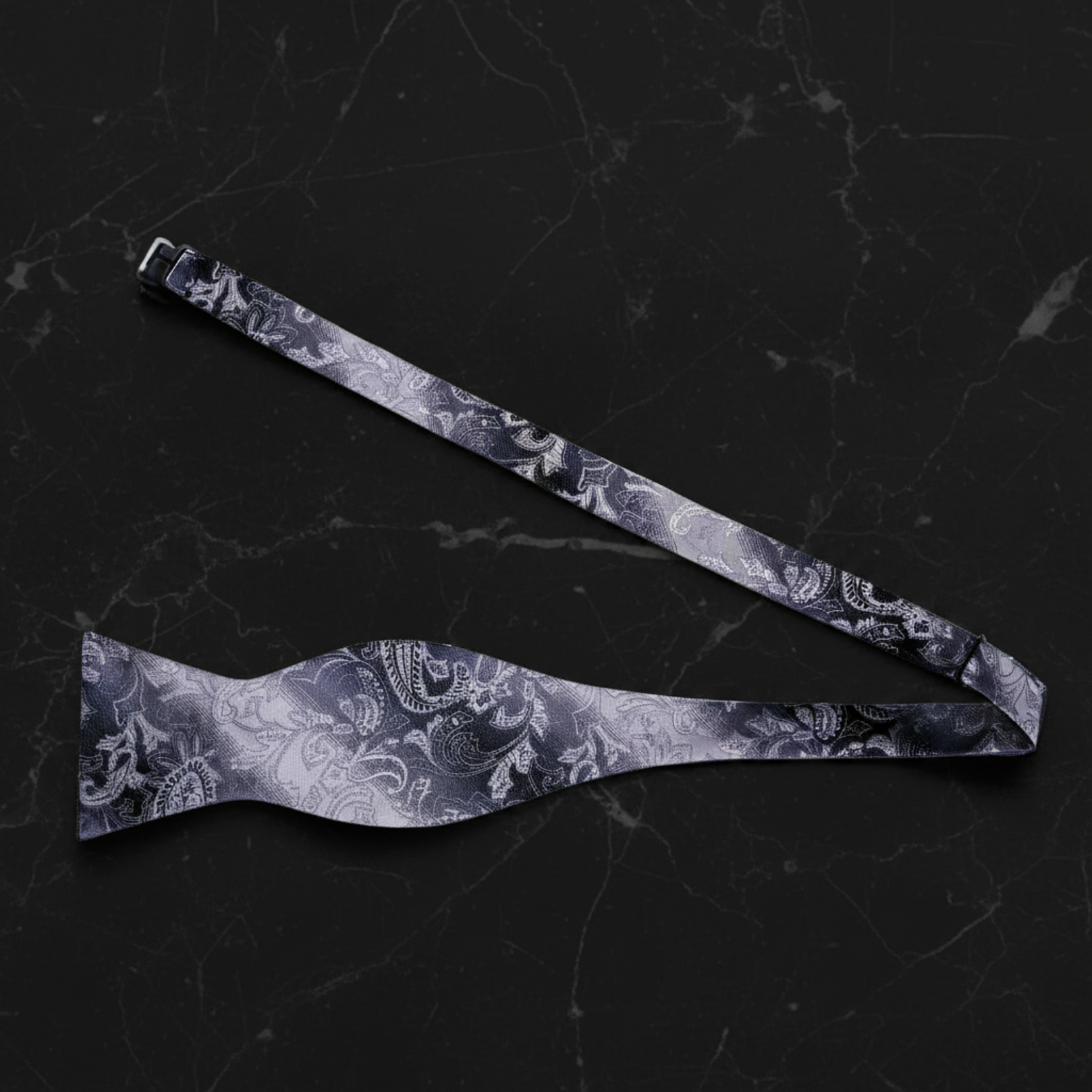 Shades of Silver Paisley Self Tie Bow Tie