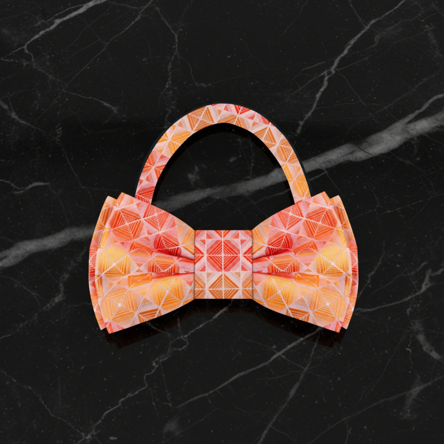 Pre Tied: Shades of Orange Geometric Blocks Bow Tie  