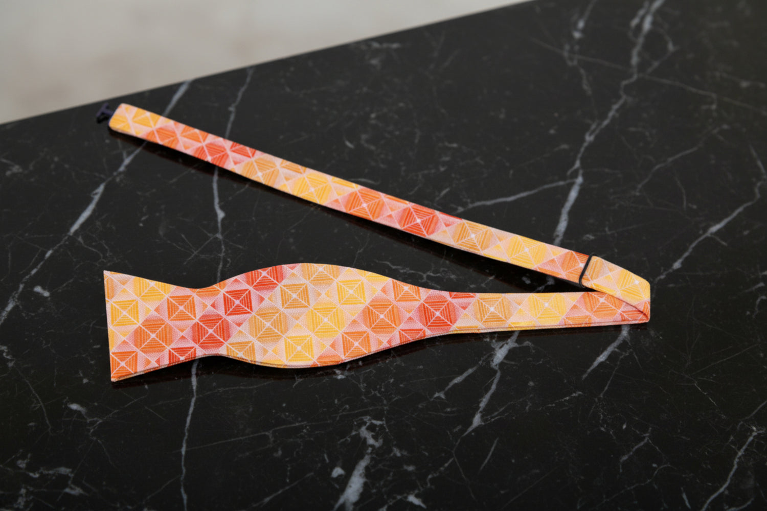 Self Tie: Shades of Orange Geometric Blocks Bow Tie  