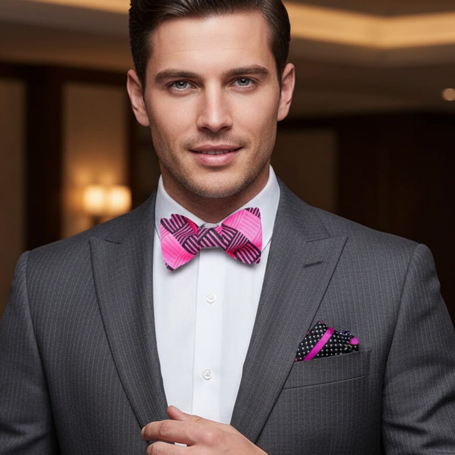 Pink Geometric Self-Tie Bow Tie | Fresh, Modern & Refined