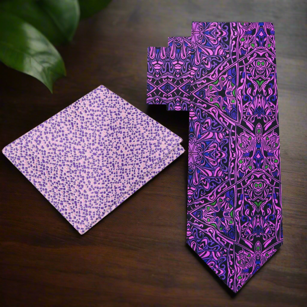 Alt View: Shades of Purple Abstract Tie and Pink Square 1