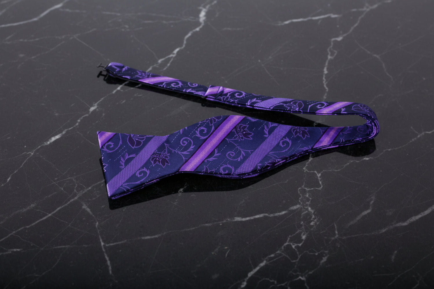Purple Floral Bow Tie Self Tie
