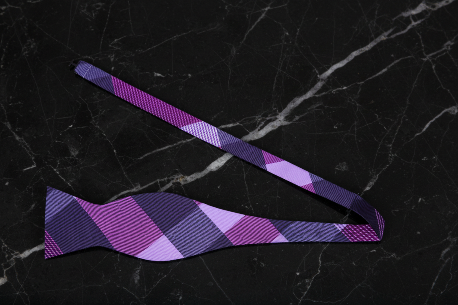 Purple Plaid Bow Tie 