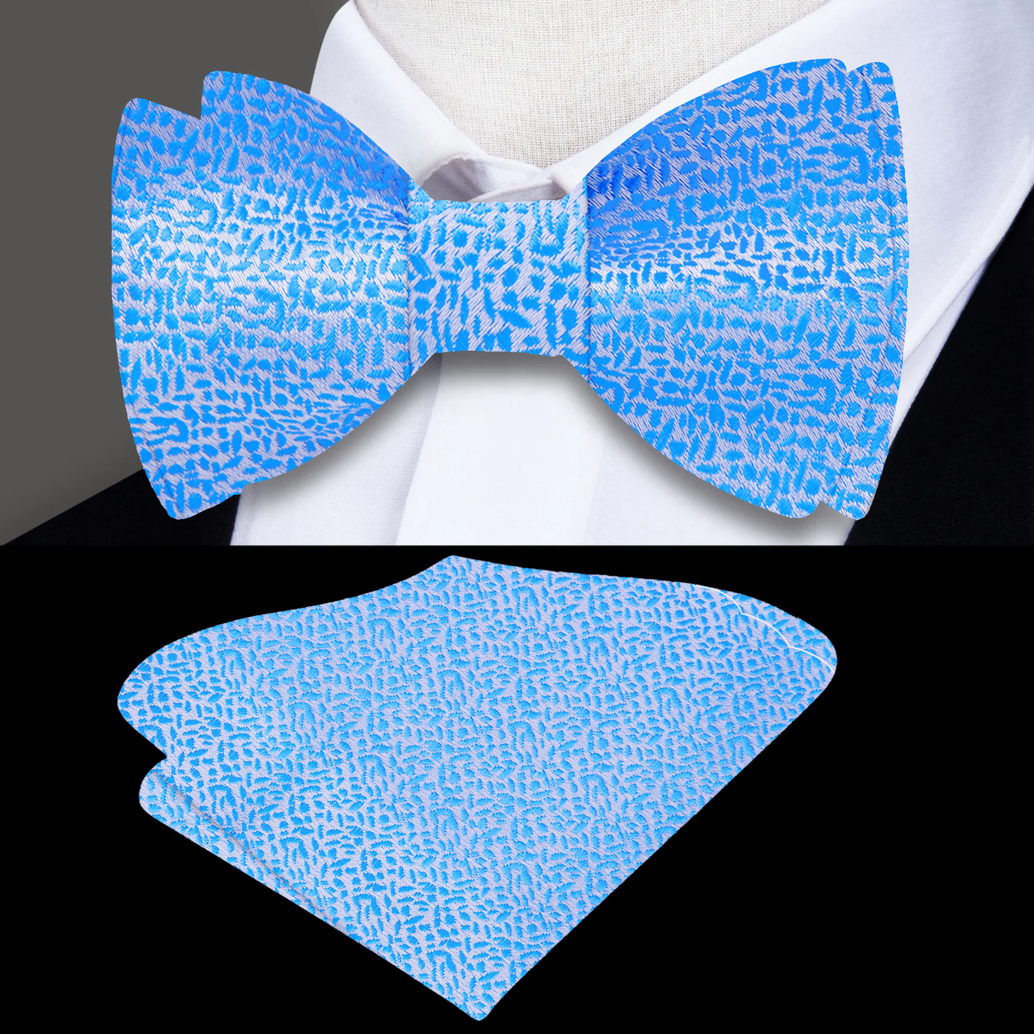 Light Blue Shimmer Bow Tie and Square