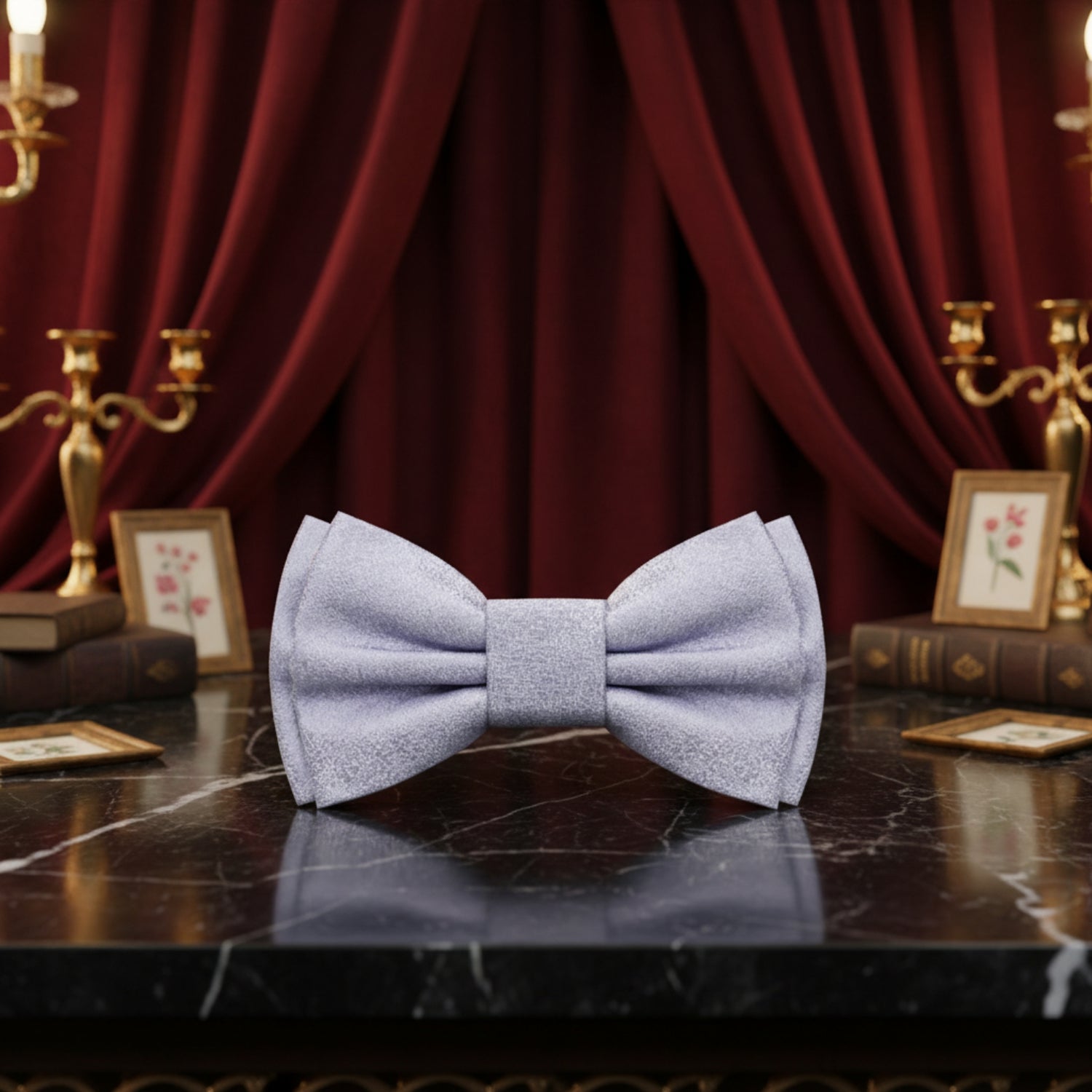 Silver Pre Tied Bow Tie