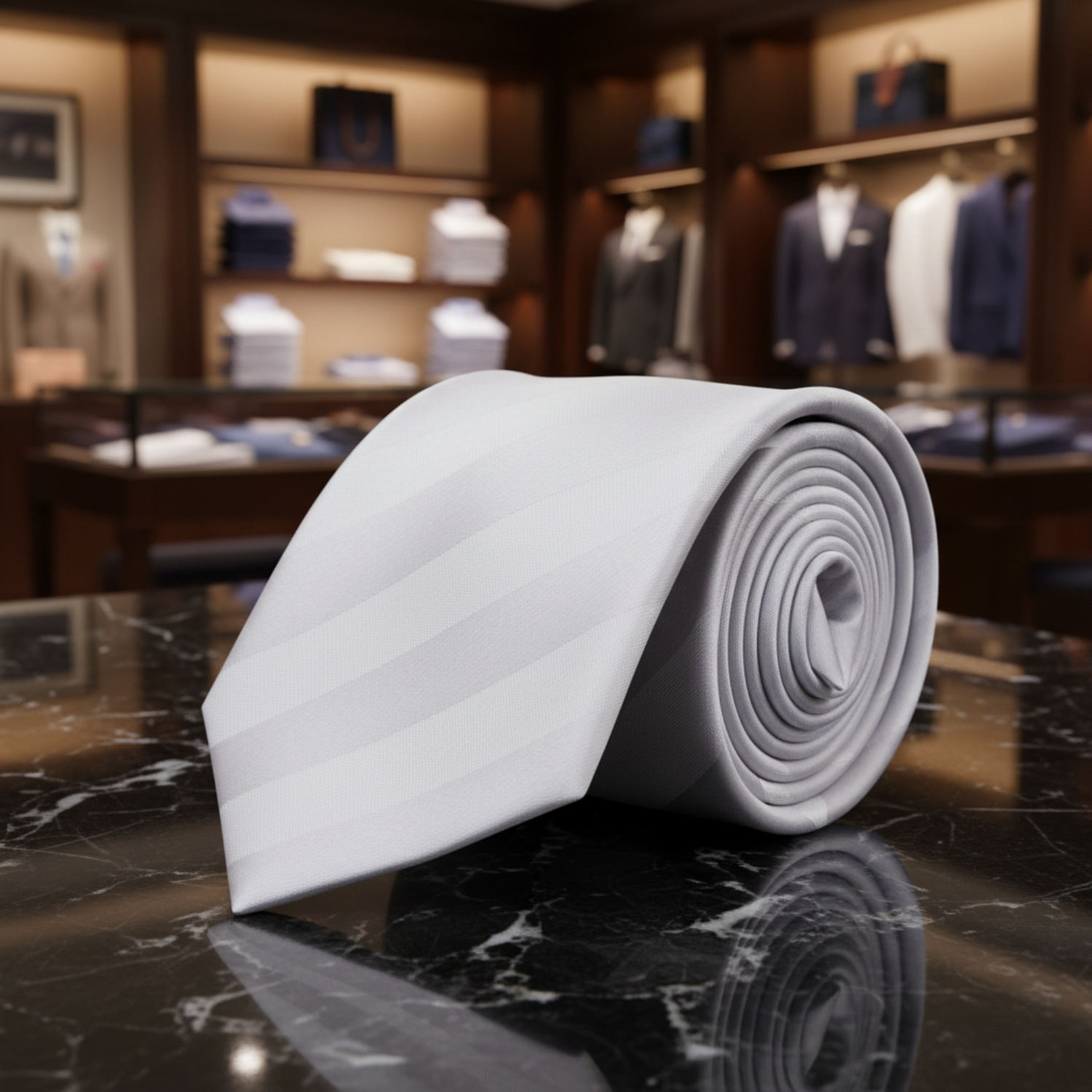 Silver Block Stripe Necktie