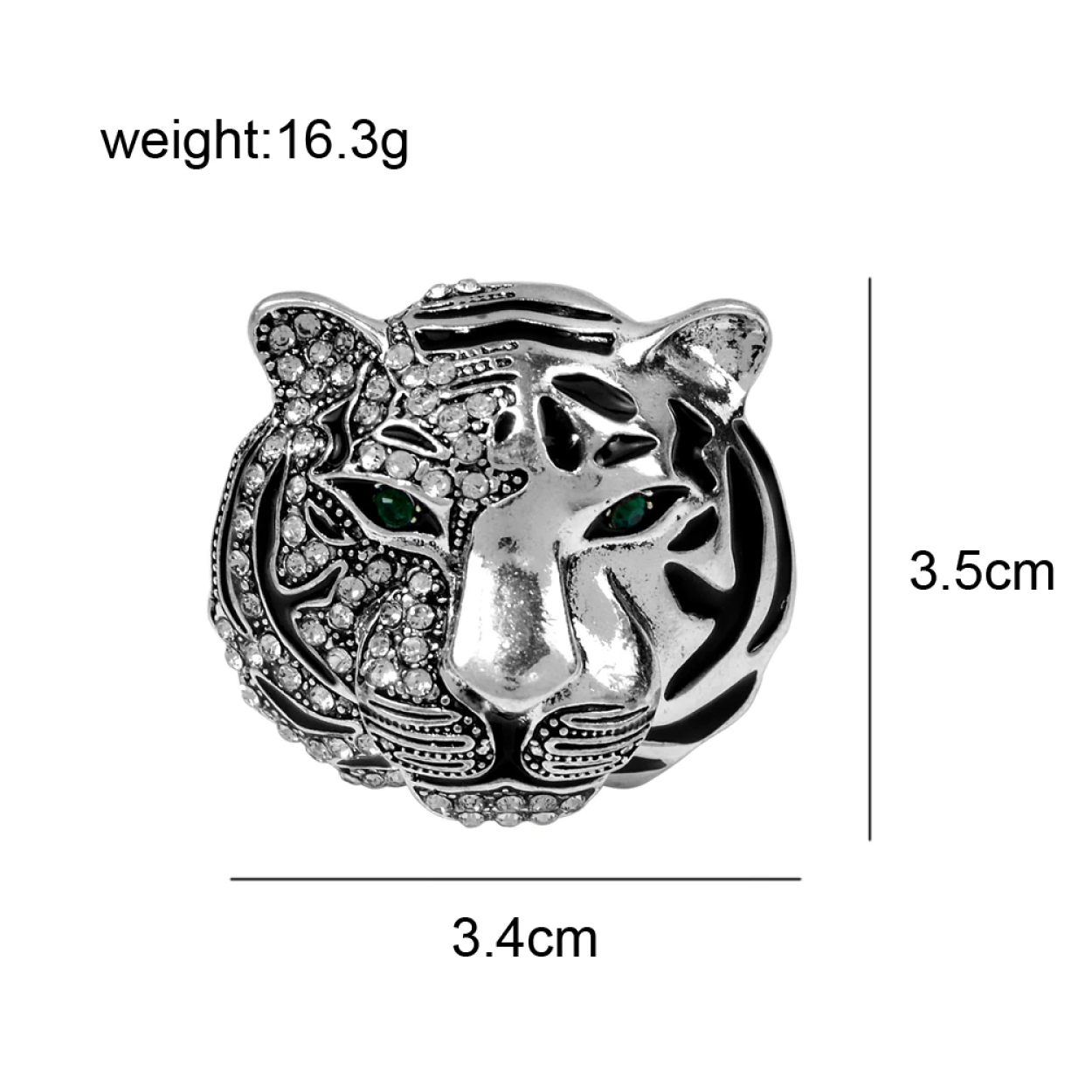 Dimensions: Metallic Chrome Tiger Head Lapel Pin