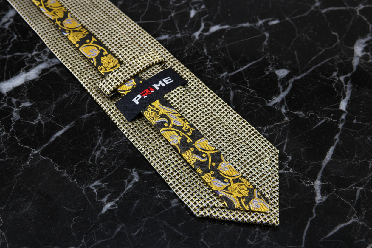 Gold, Silver, Black Floral Tie Keep