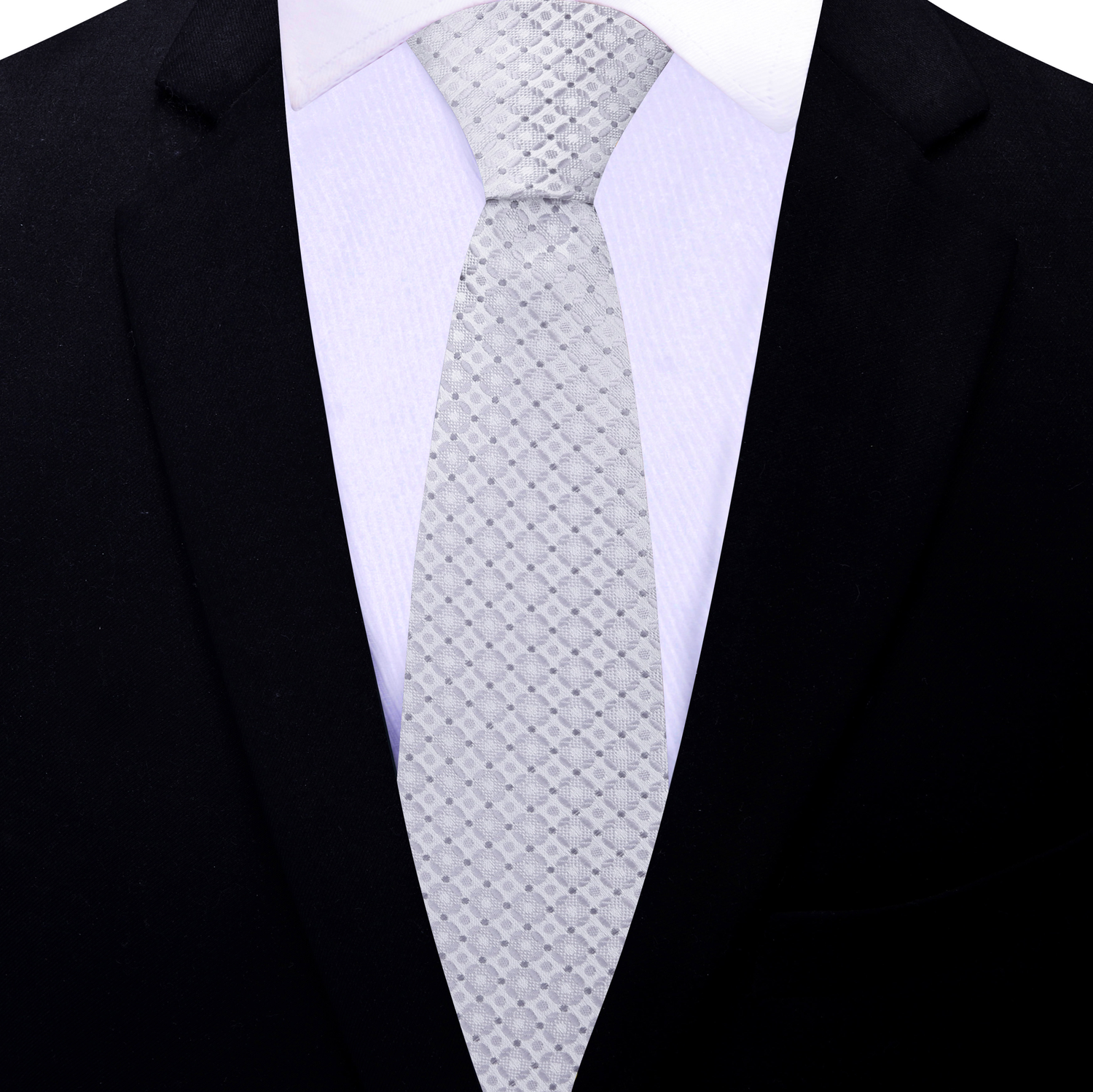 Silver Geometric Thin Tie