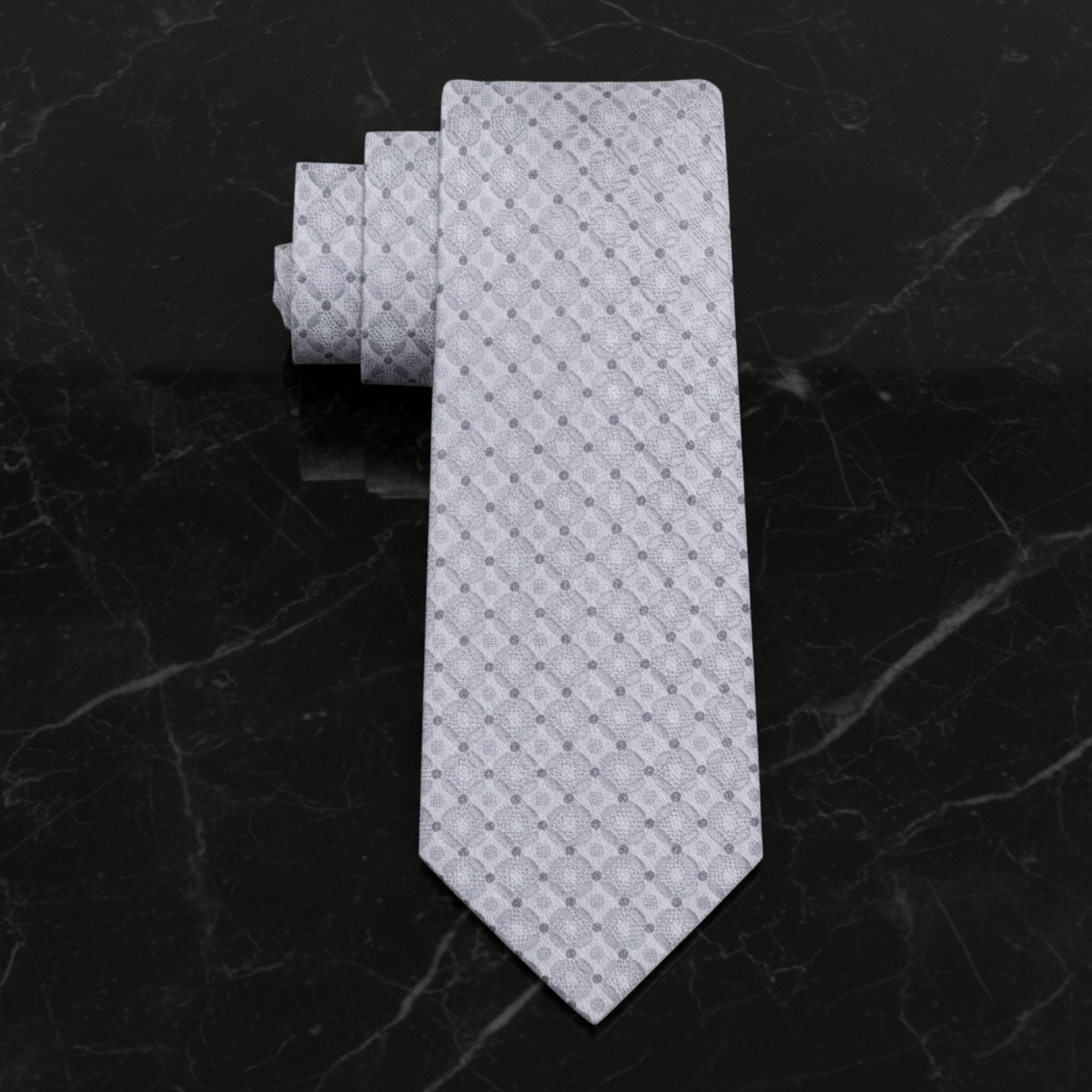 View 2: Silver Geometric Necktie 