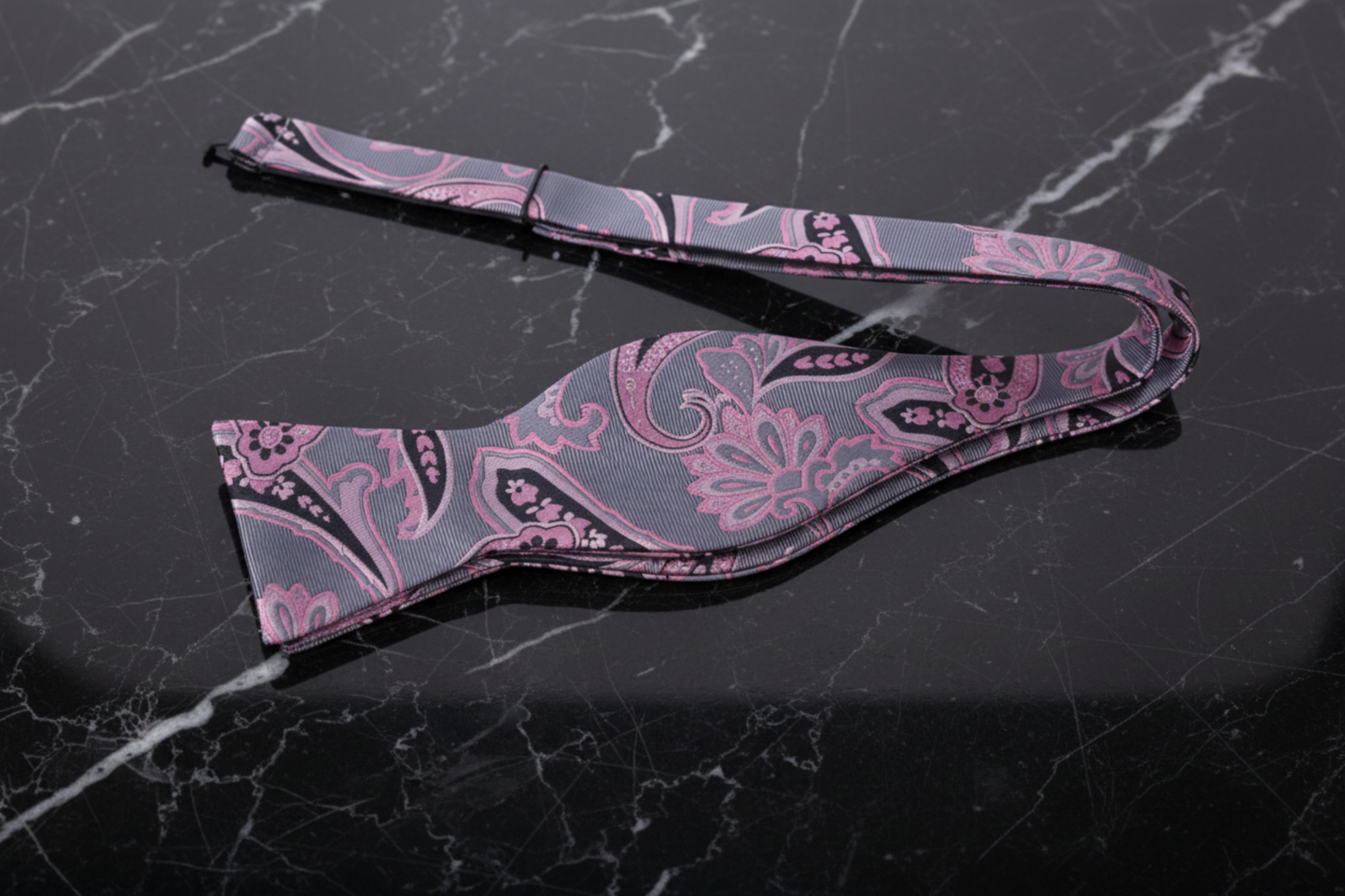 Grey, Pink and Black Self Tie Bow Tie