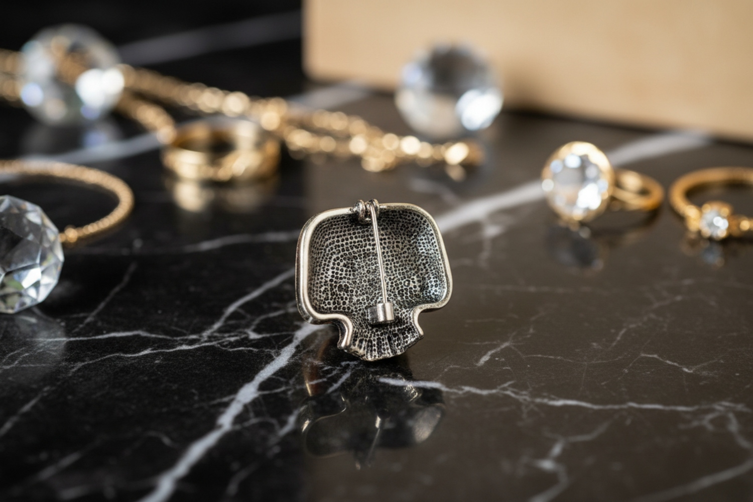 Silver Skull Lapel Pin Back 