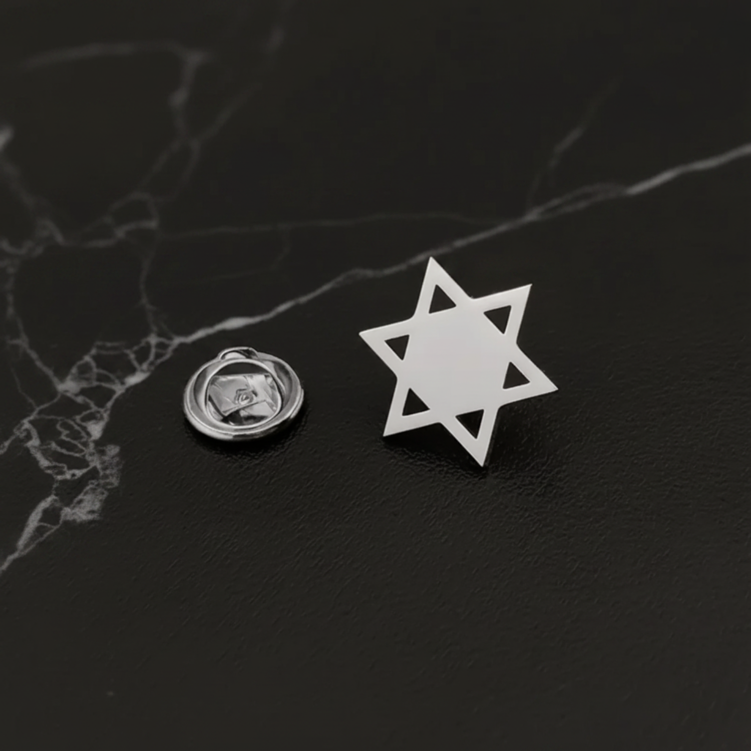 Silver Star of David Lapel Pin