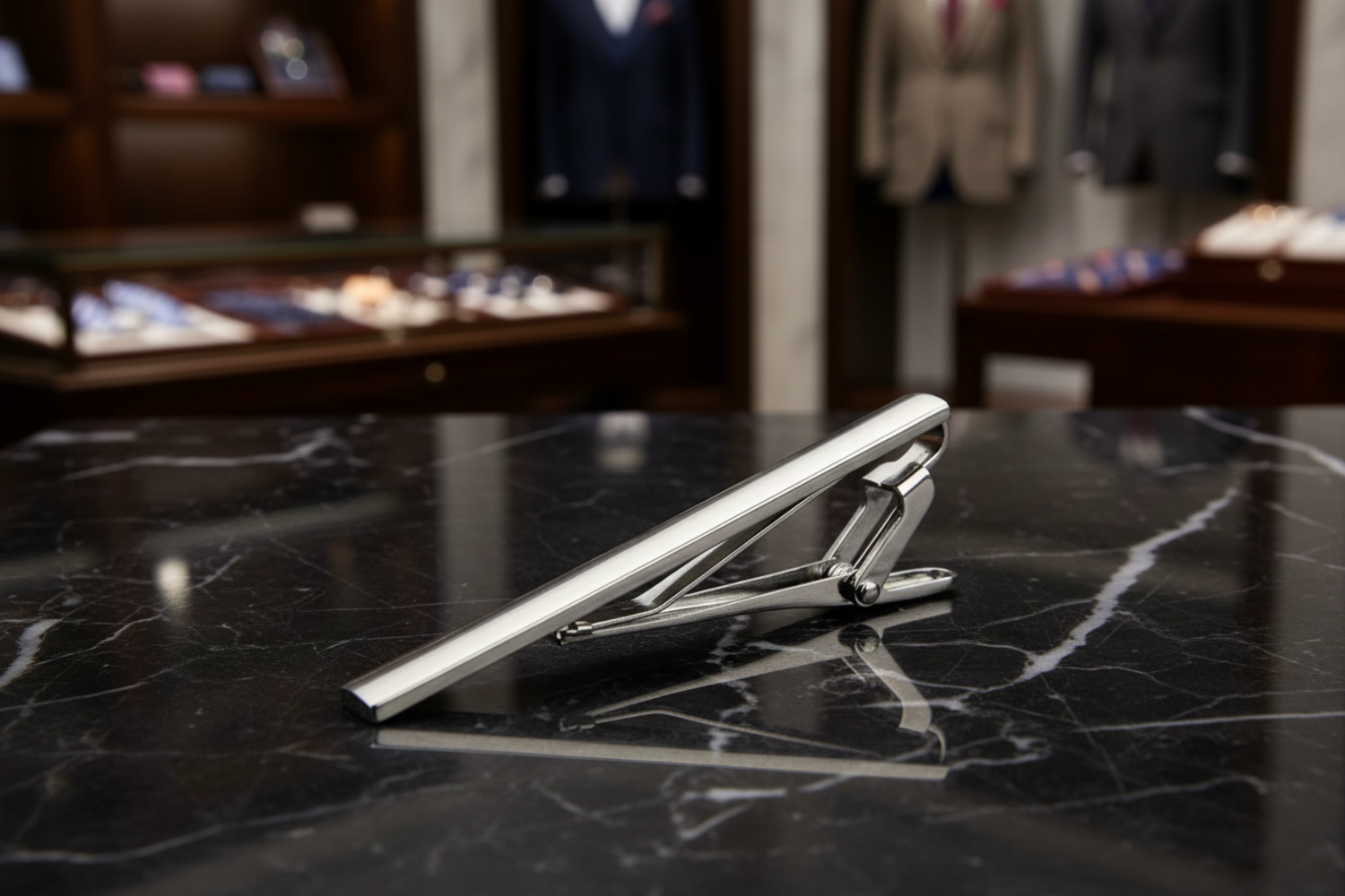 A Solid Matte Silver Tie Bar
