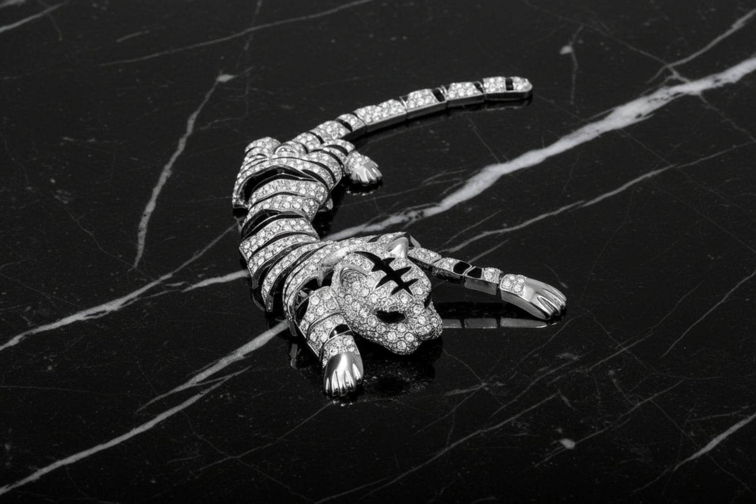 Chrome, Black and Clear Color Shoulder Lapel Pin