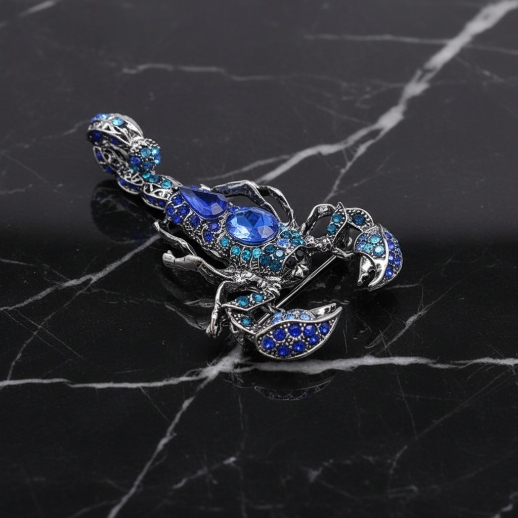Silver with Blue Scorpion Lapel Pin