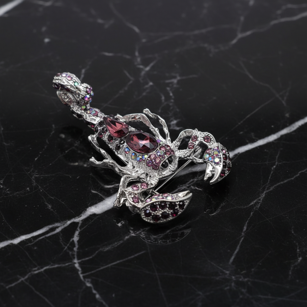 Silver with Green Stone Scorpion Lapel Pin