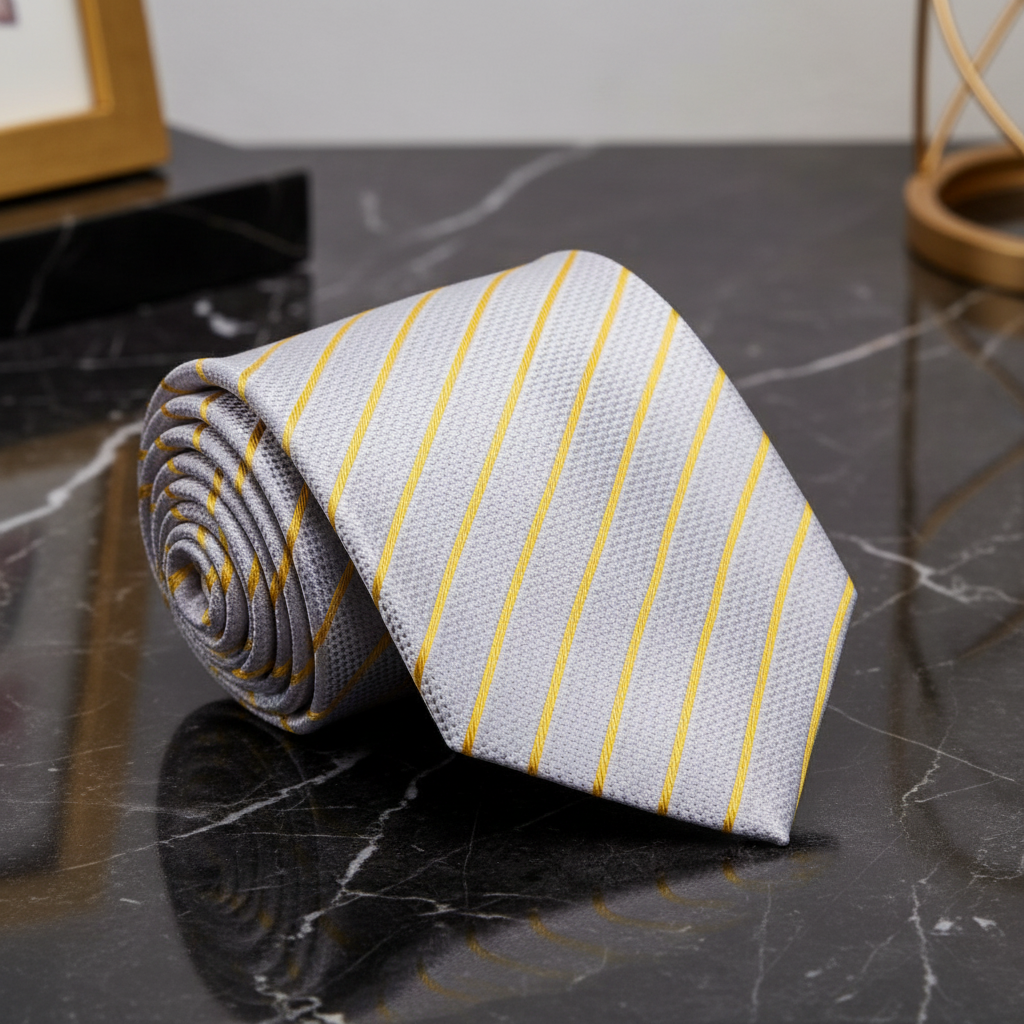 Silver and Gold Pinstripe Necktie  