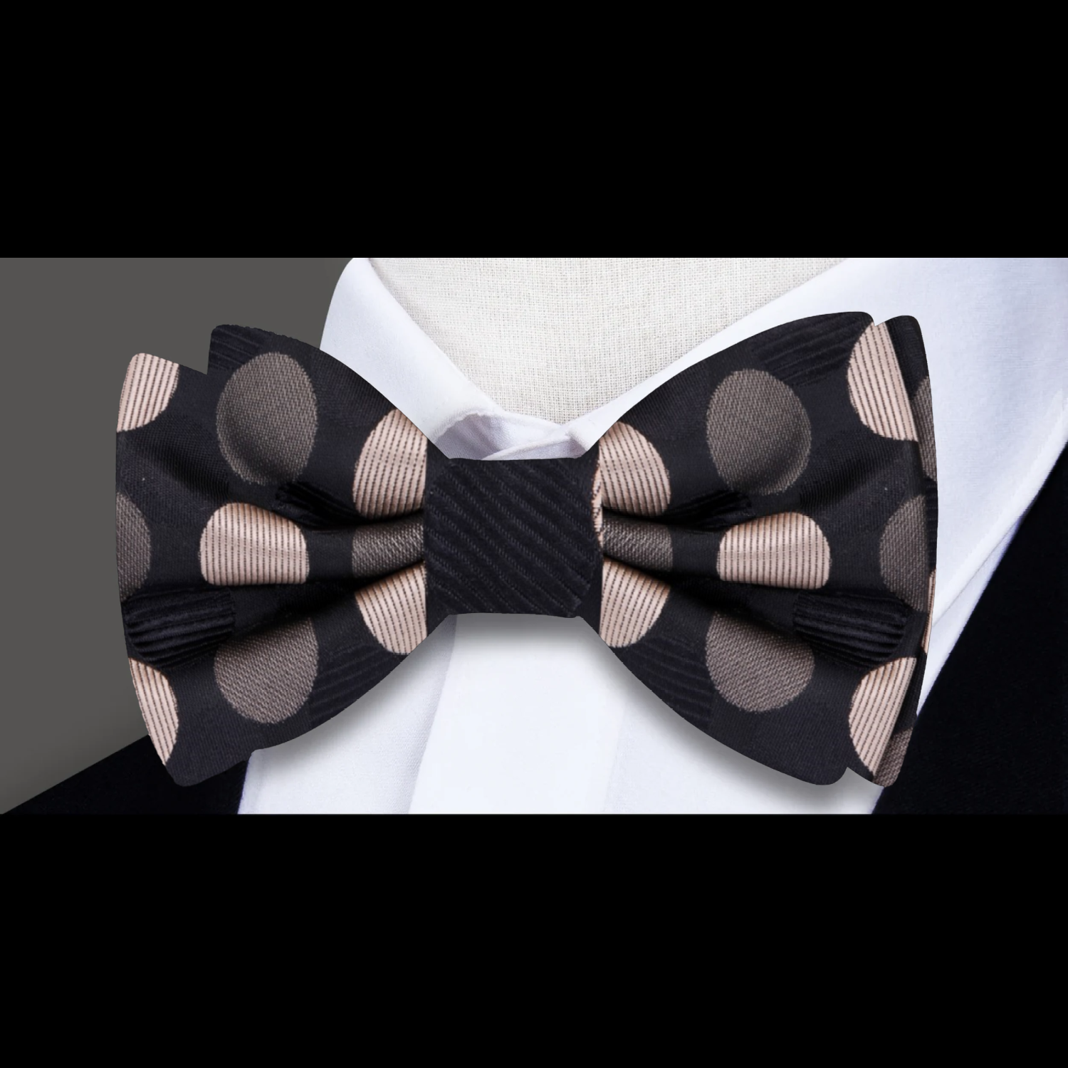 Black, Gold Polka Bow Tie