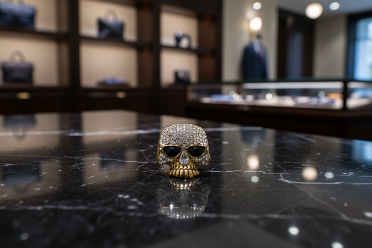 Main Gold Color Skull Glasses Lapel Pin