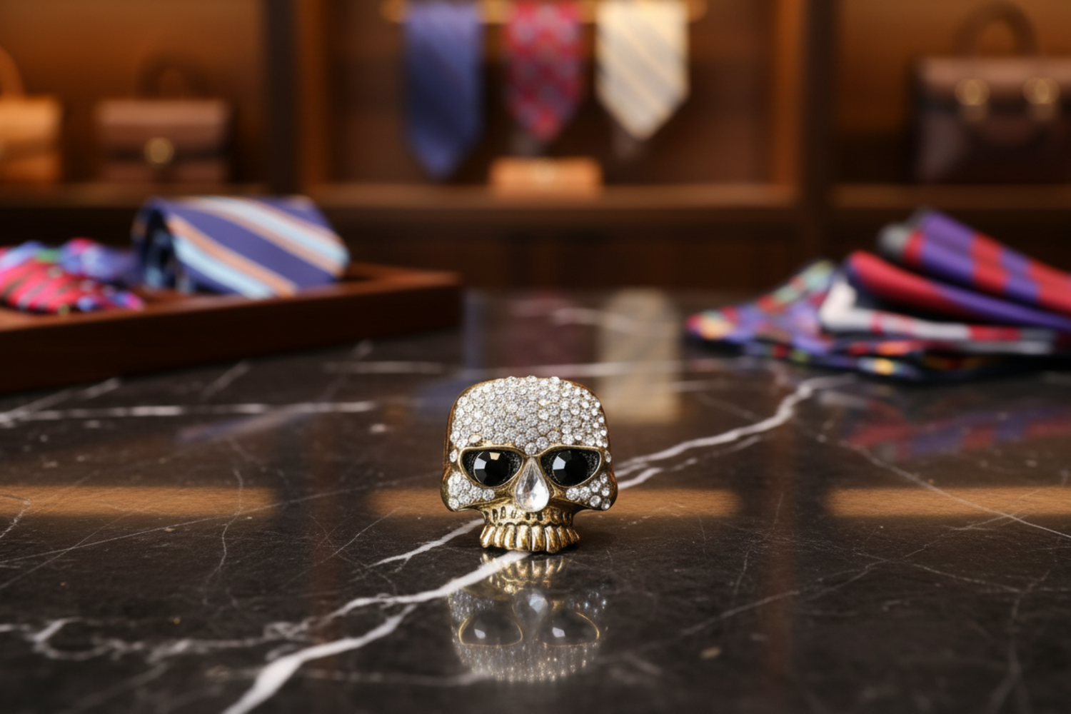 Gold Color Skull Glasses Lapel Pin