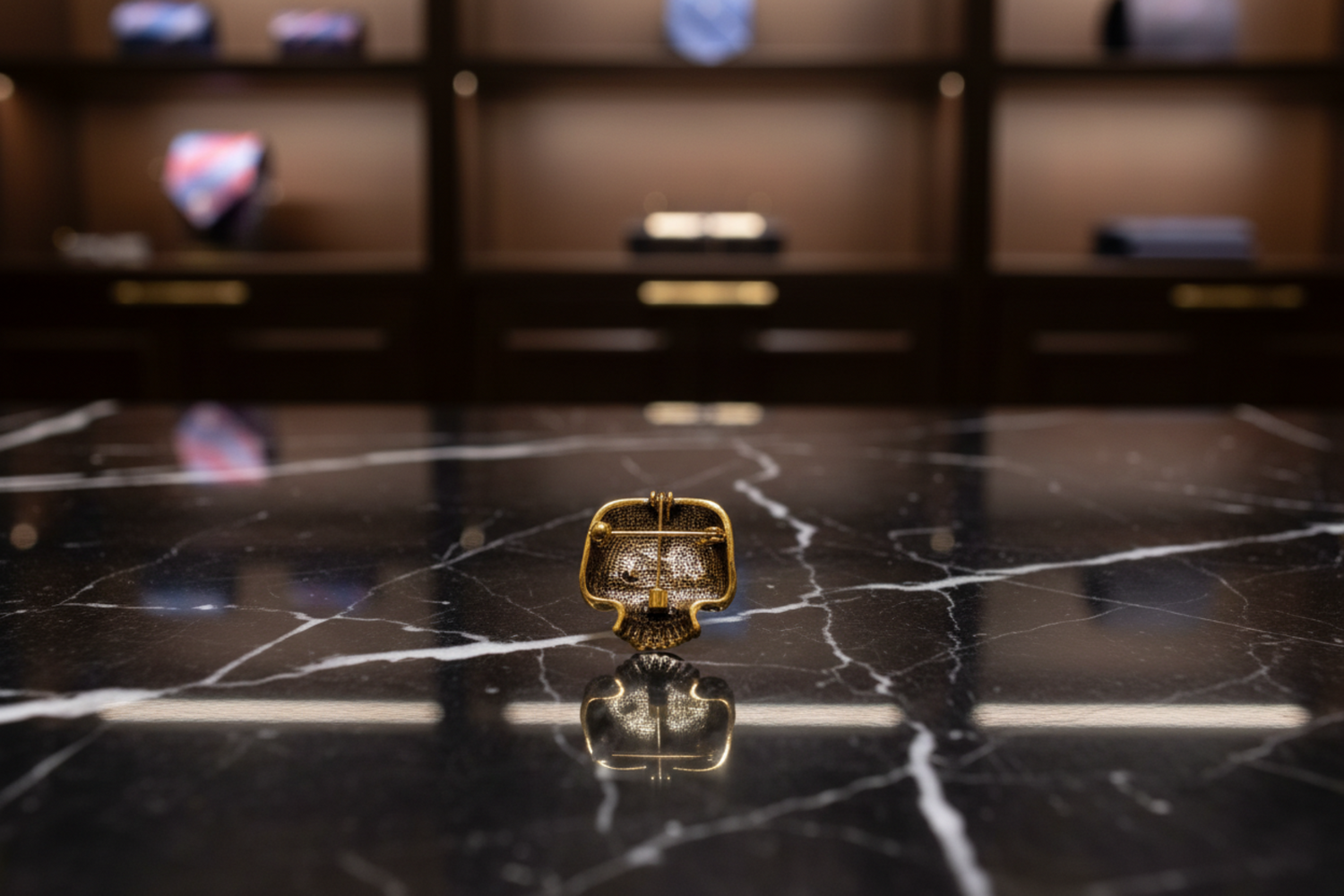 Back Gold Color Skull Glasses Lapel Pin