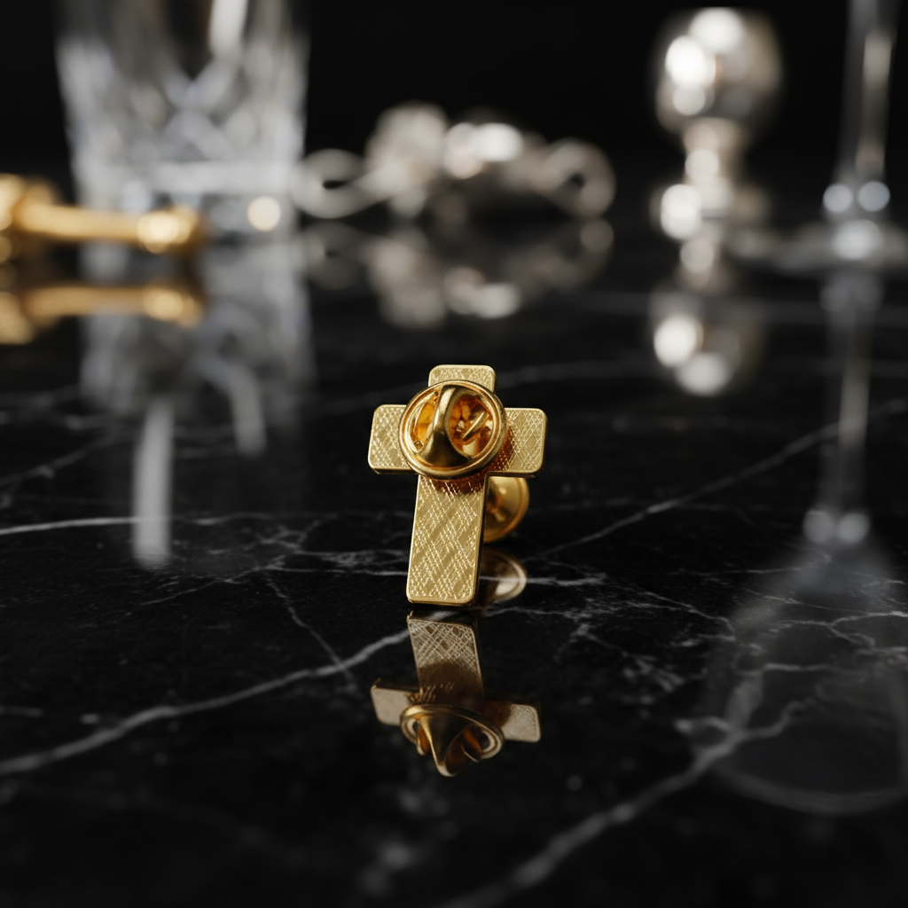 Back Red, White, Blue Cross Flag Lapel Pin