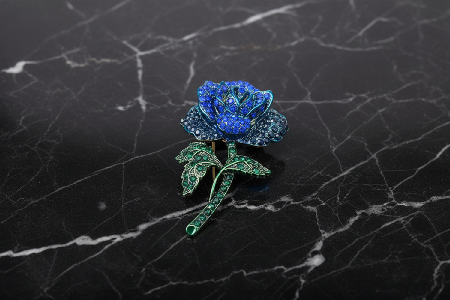 Green and Blue Rose Lapel Pin