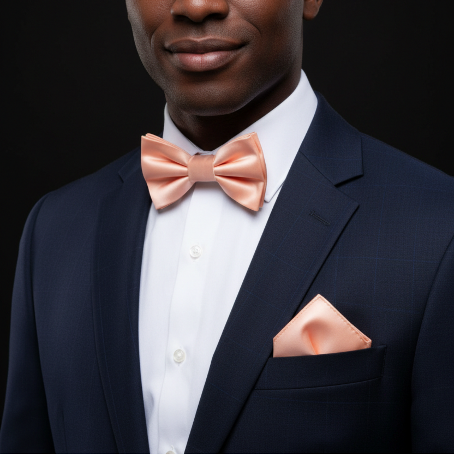 Solid Glossy Soap Orange Bow Tie and Pocket Square