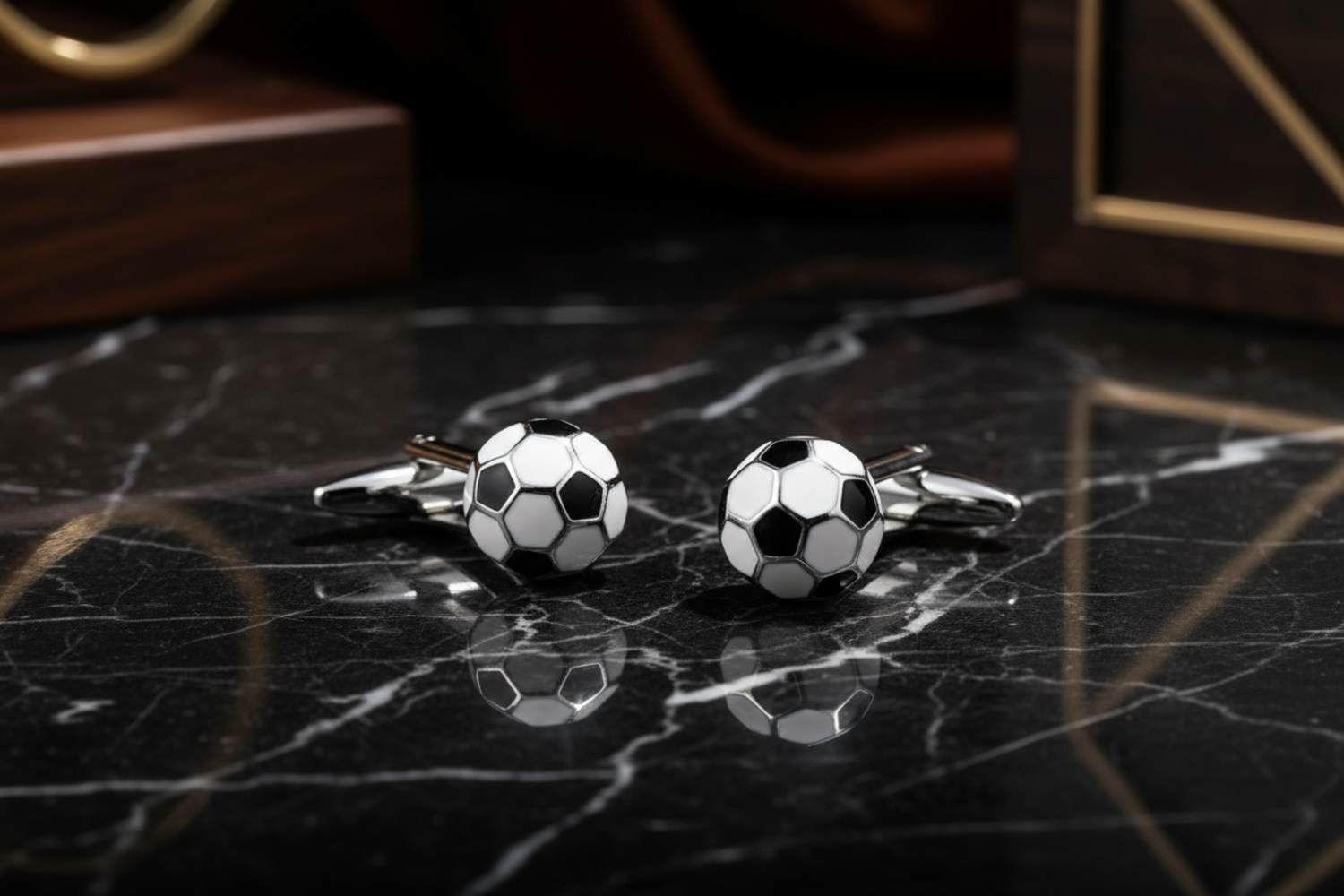 White Black Soccer Cufflinks 