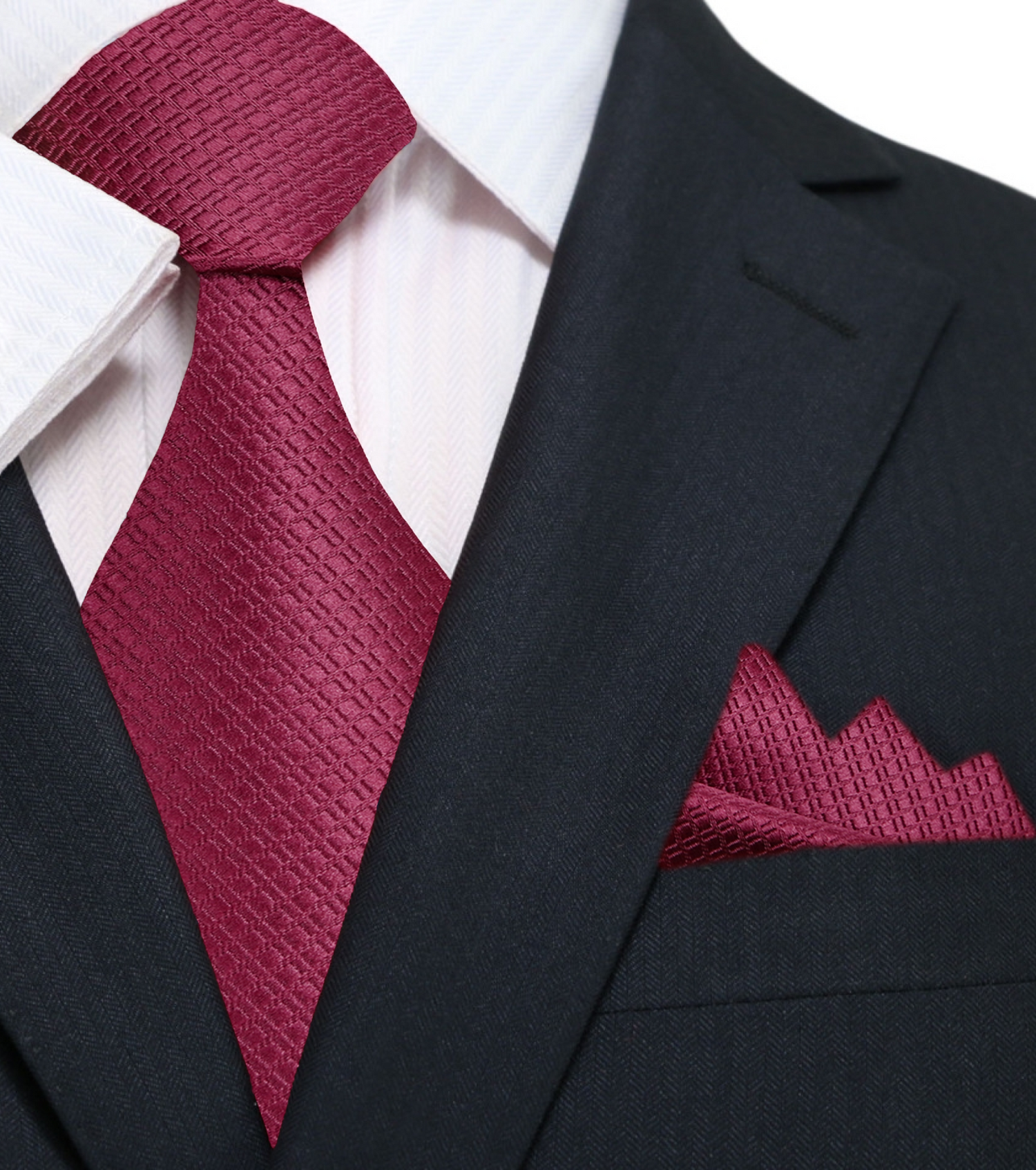 Deep Red Necktie and Square