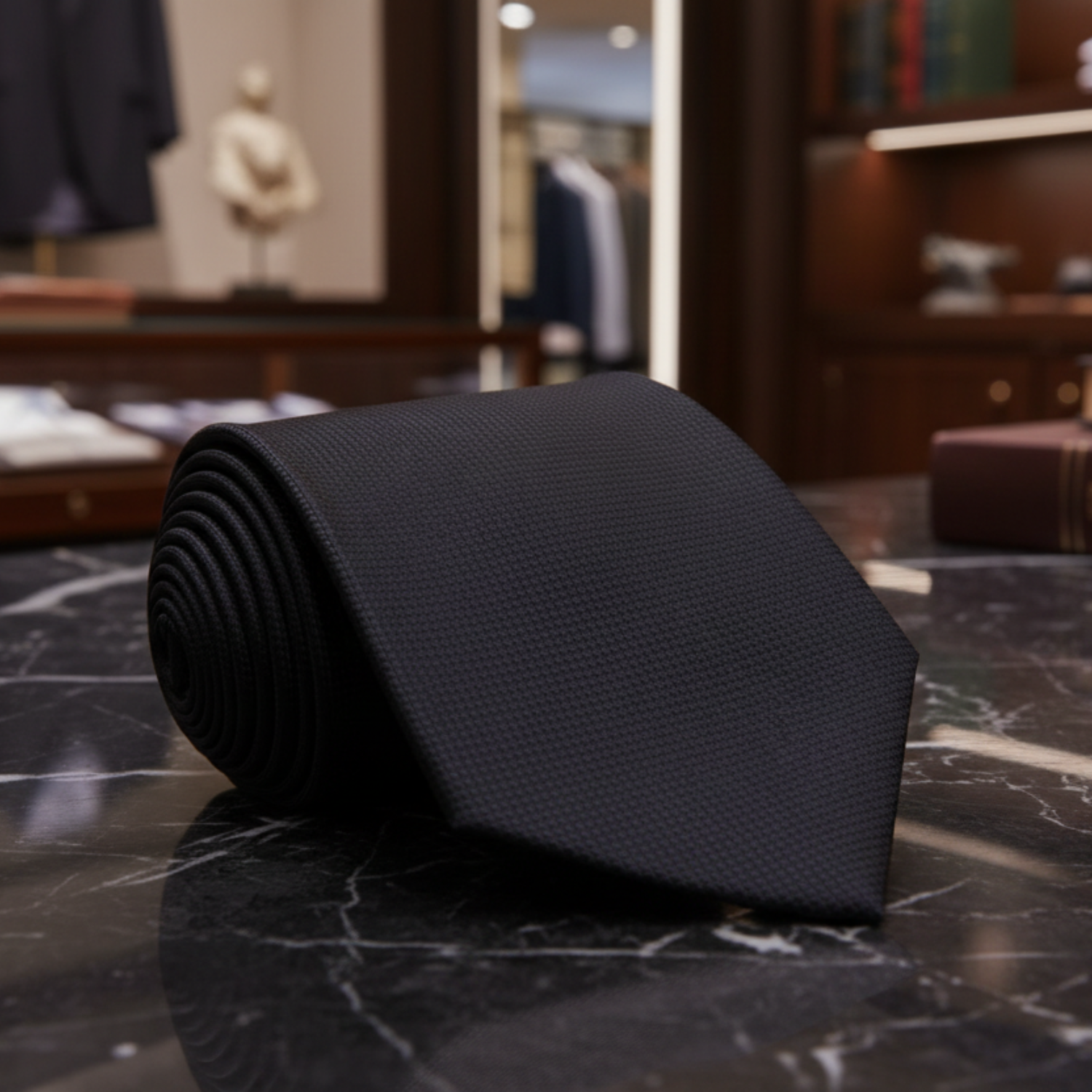 Solid Black Block Tie 1