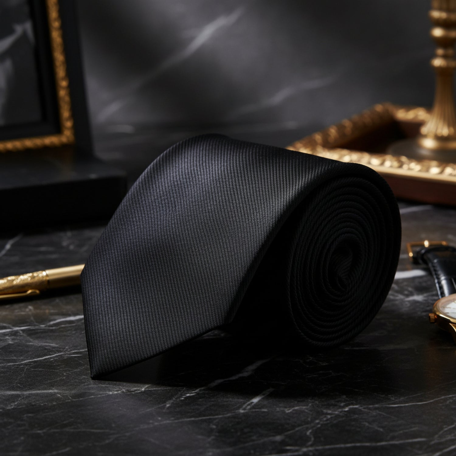 Solid Black Necktie 