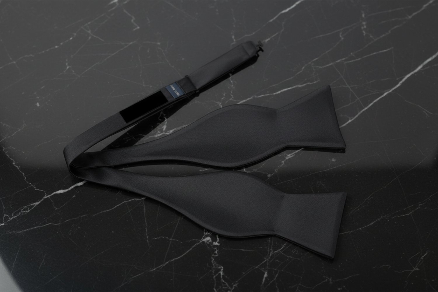 Solid Black Bow Tie Self Tie